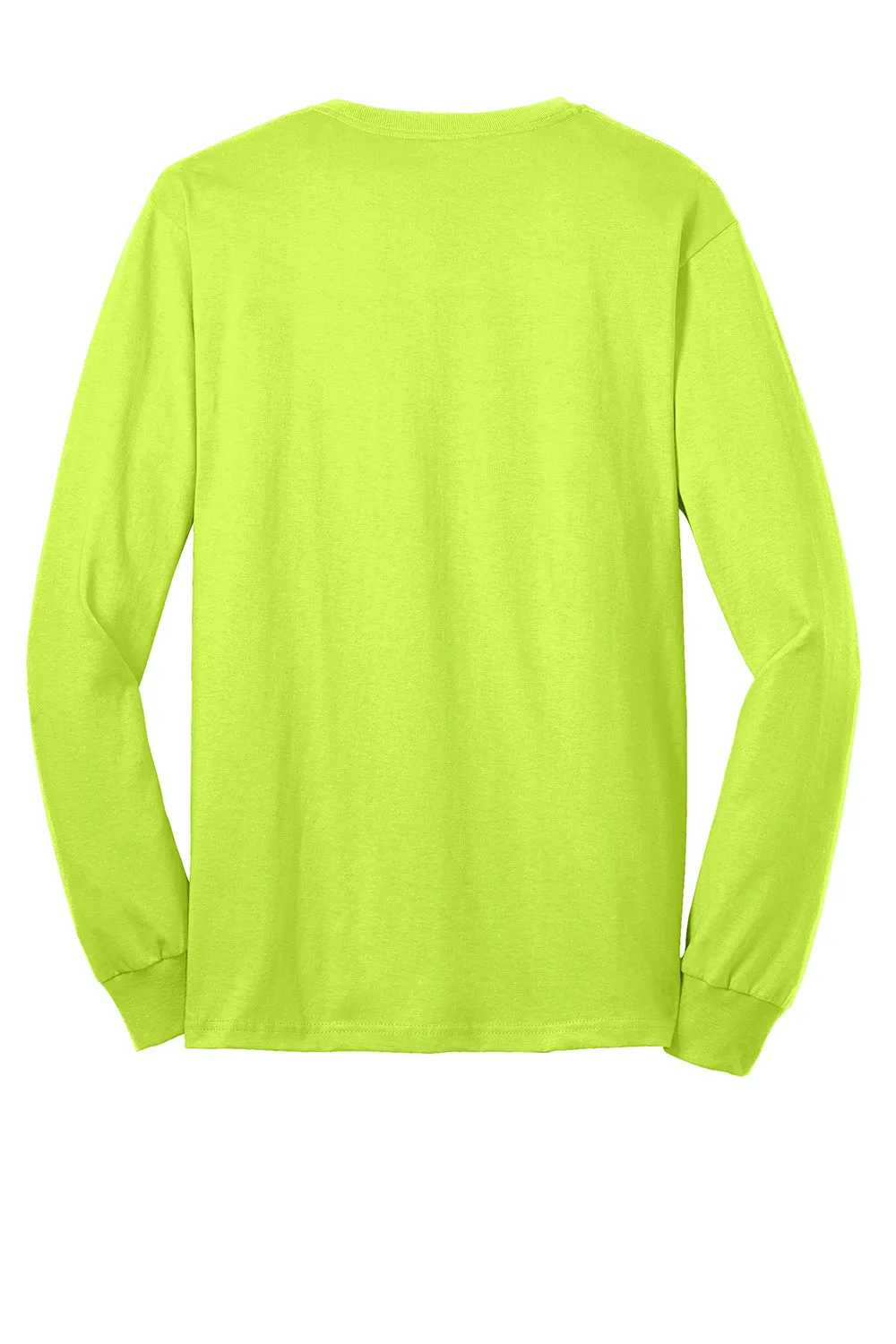 Port & Company Mens Core Long Sleeve Crewneck T-Shirt - Safety Green