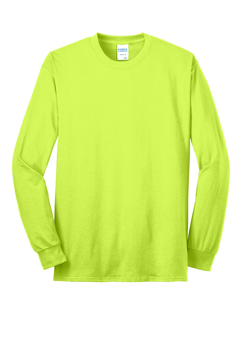 Port & Company Mens Core Long Sleeve Crewneck T-Shirt - Safety Green