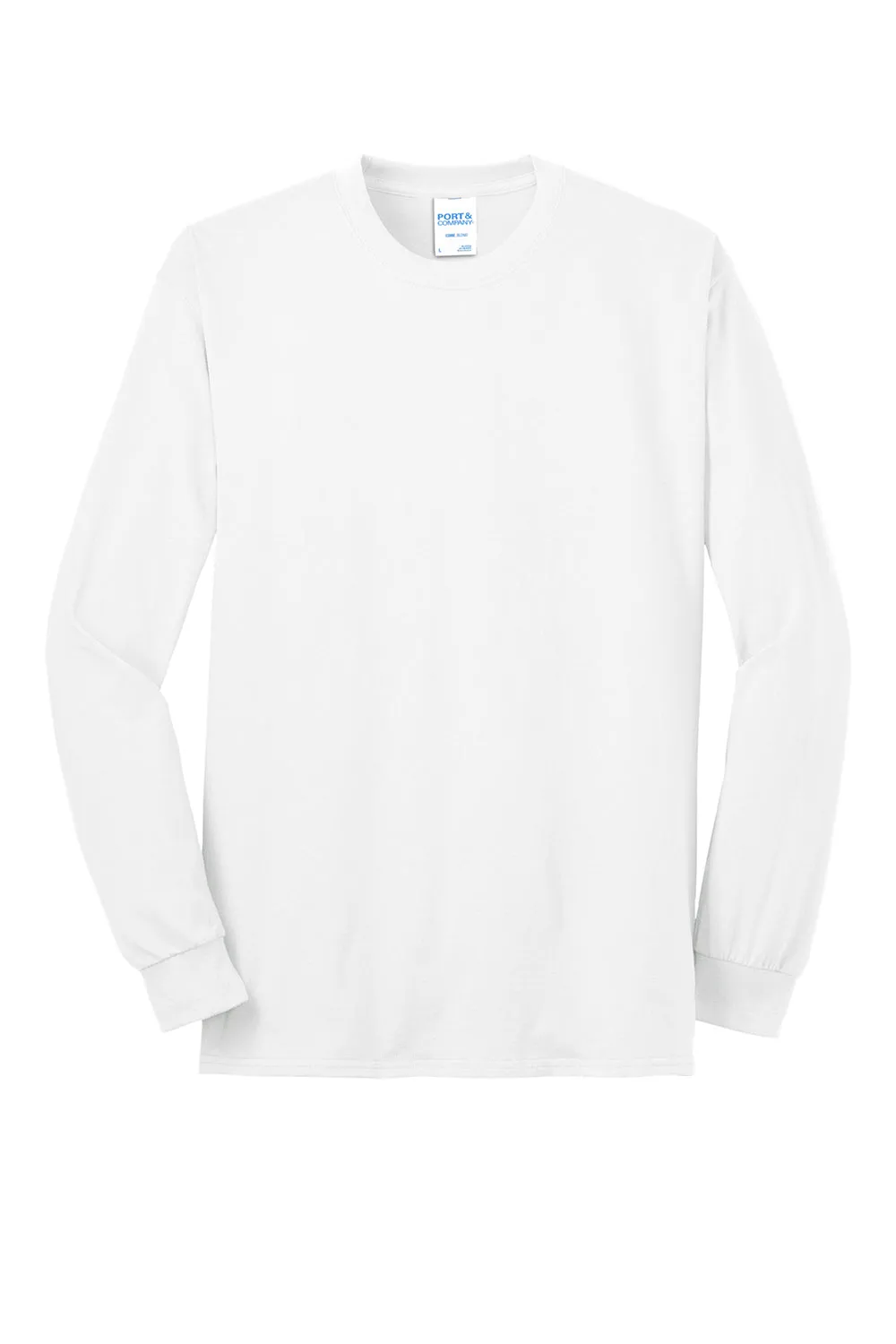 Port & Company Mens Core Long Sleeve Crewneck T-Shirt - White