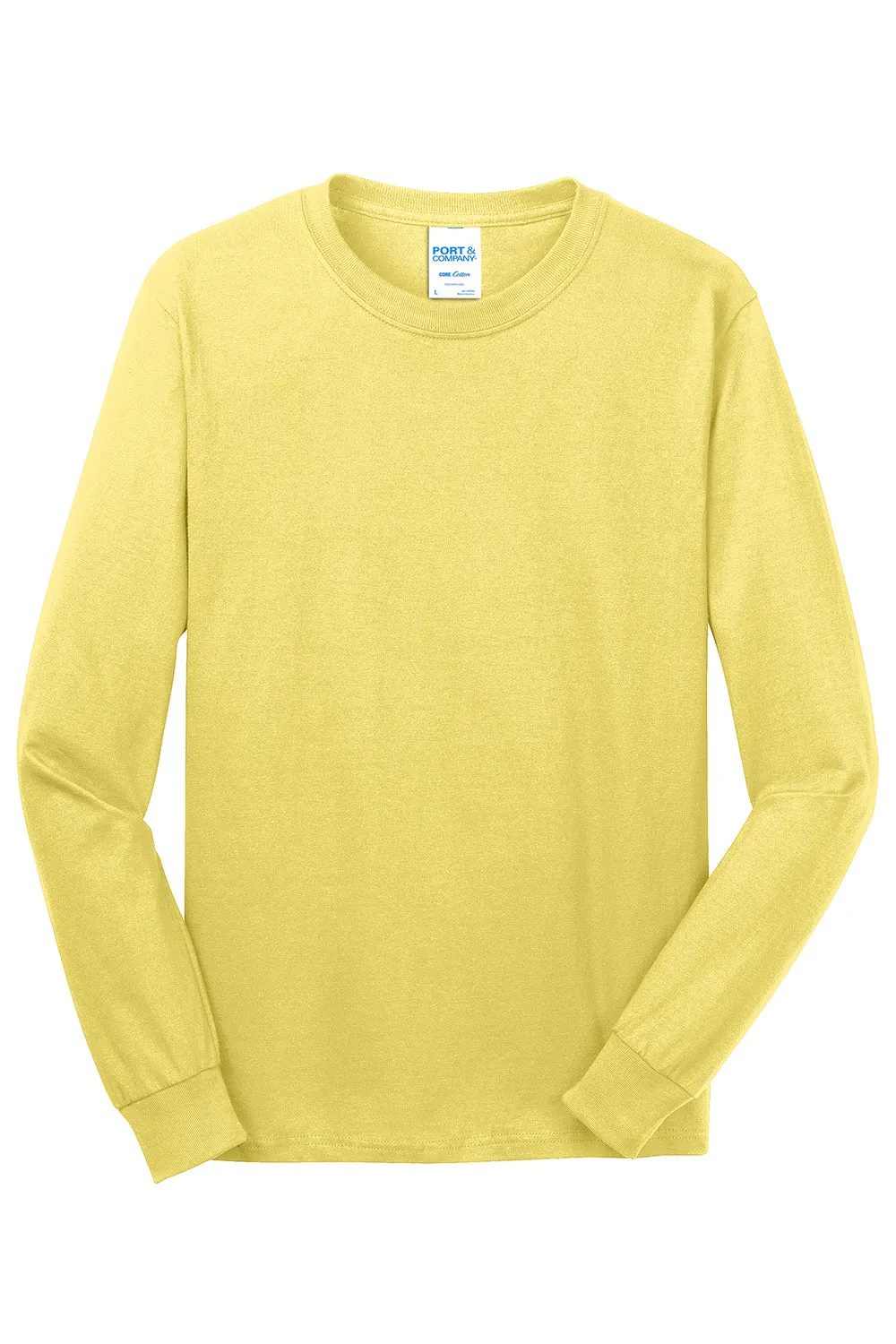 Port & Company Mens Core Long Sleeve Crewneck T-Shirt - Yellow