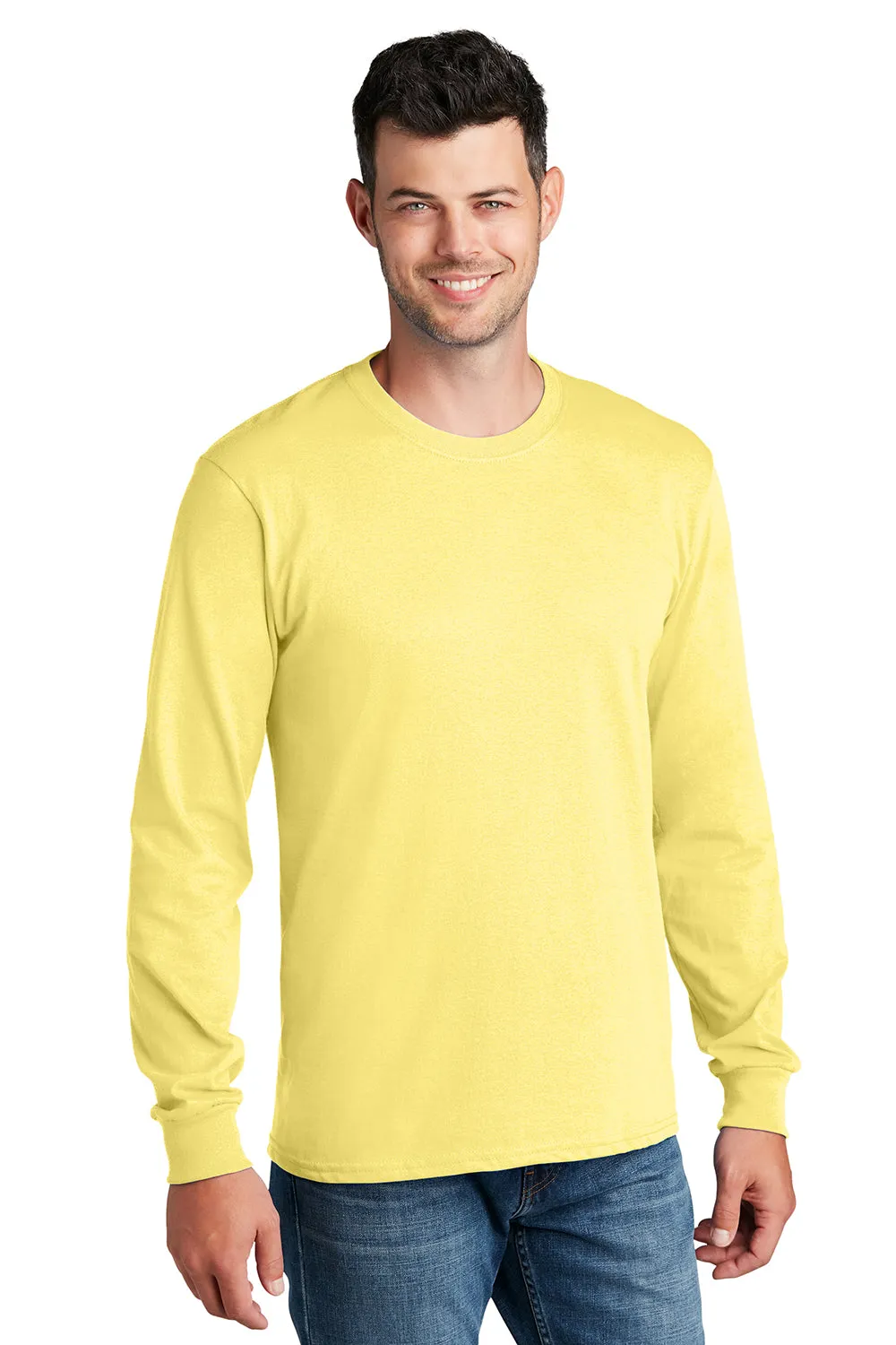 Port & Company Mens Core Long Sleeve Crewneck T-Shirt - Yellow