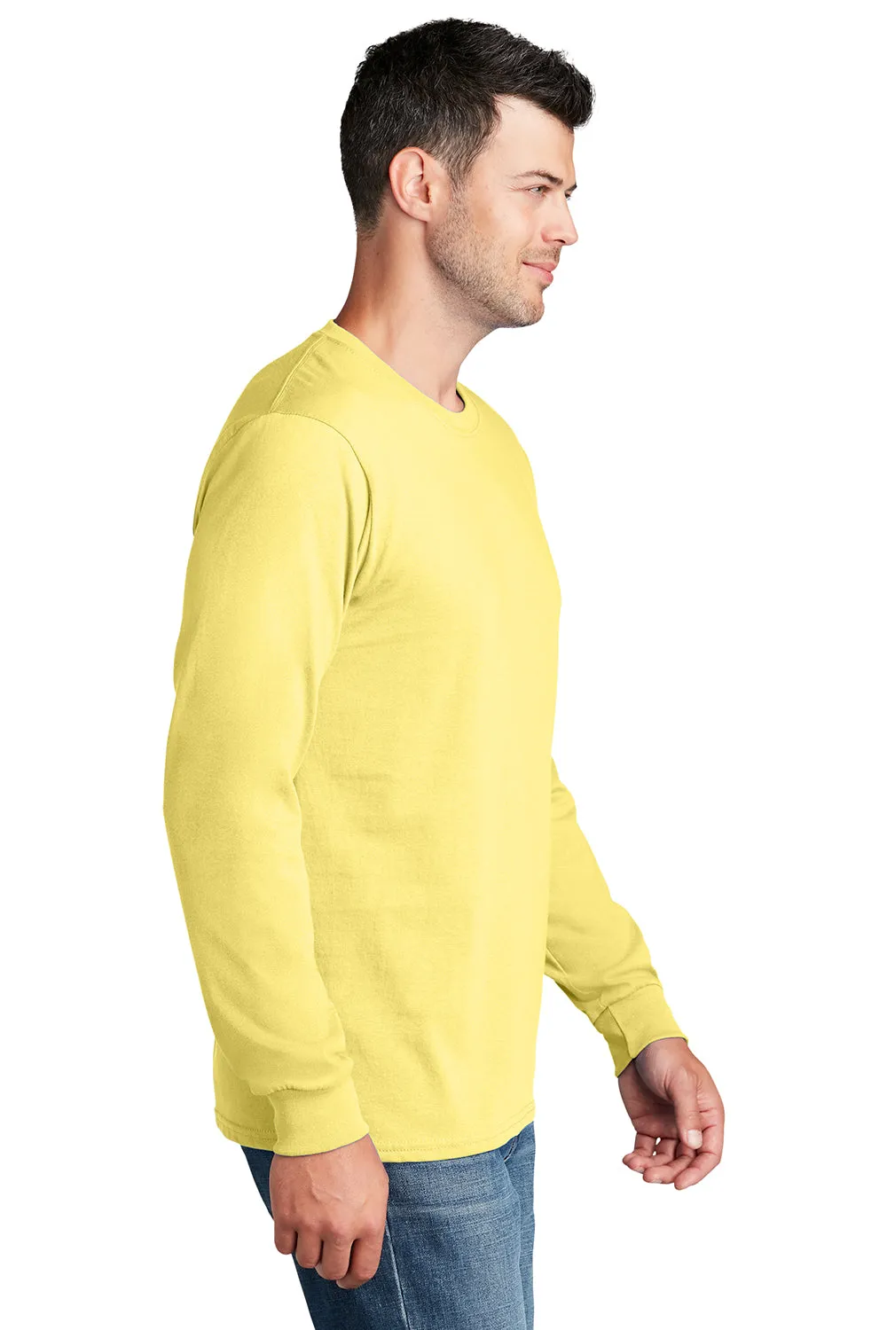Port & Company Mens Core Long Sleeve Crewneck T-Shirt - Yellow