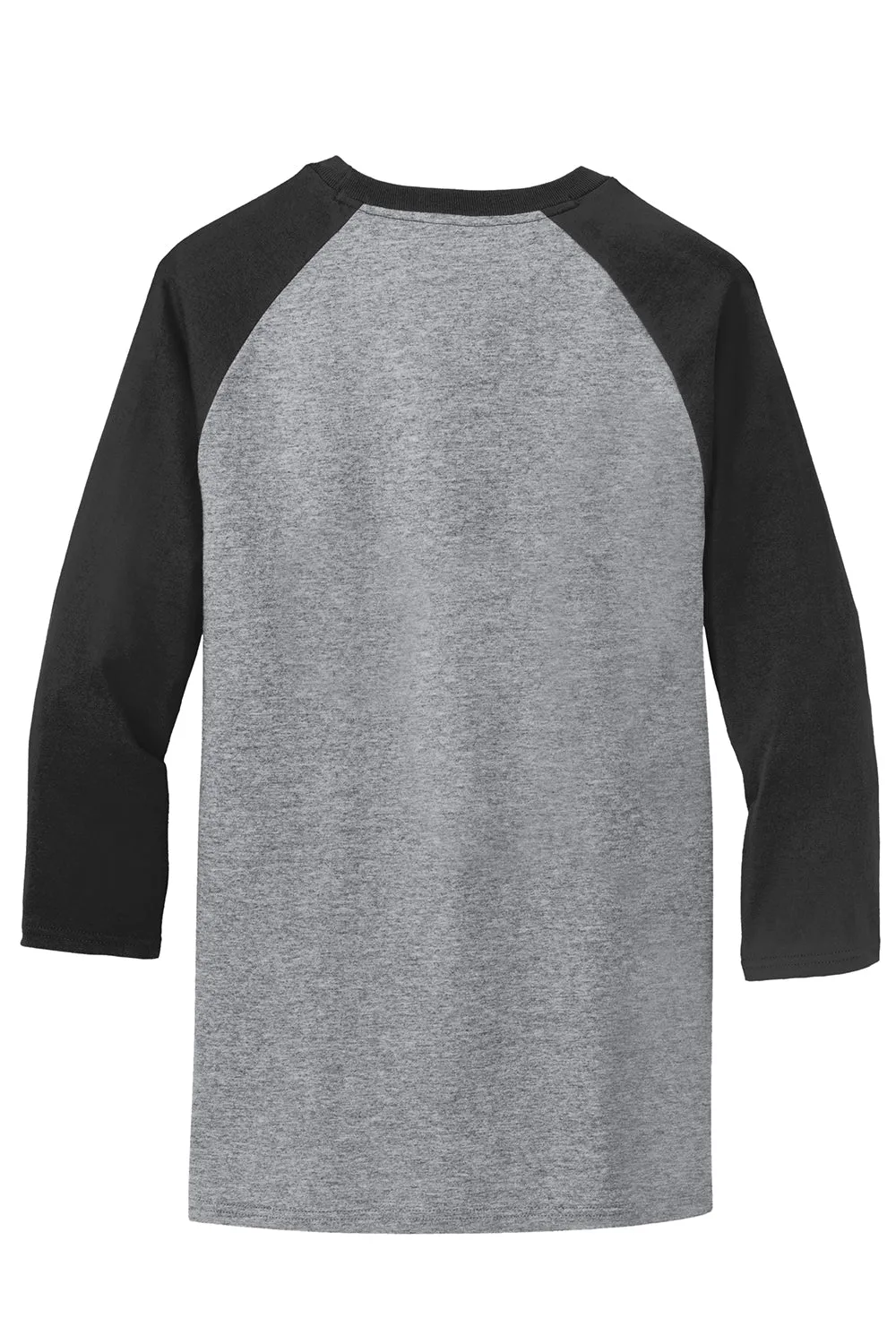 Port & Company Mens Core Moisture Wicking 3/4 Sleeve Crewneck T-Shirt - Heather Grey/Jet Black