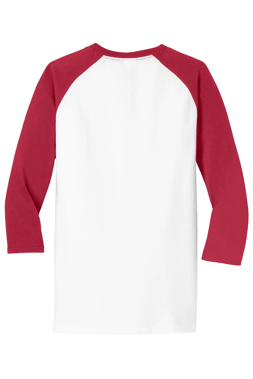 Port & Company Mens Core Moisture Wicking 3/4 Sleeve Crewneck T-Shirt - White/Red