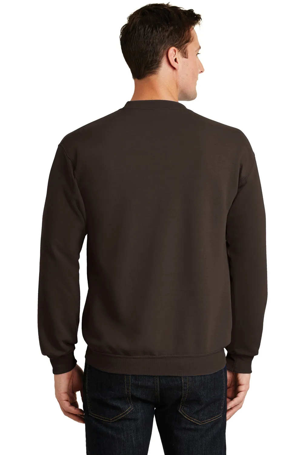 Port & Company Mens Core Pill Resistant Fleece Crewneck Sweatshirt - Dark Chocolate Brown