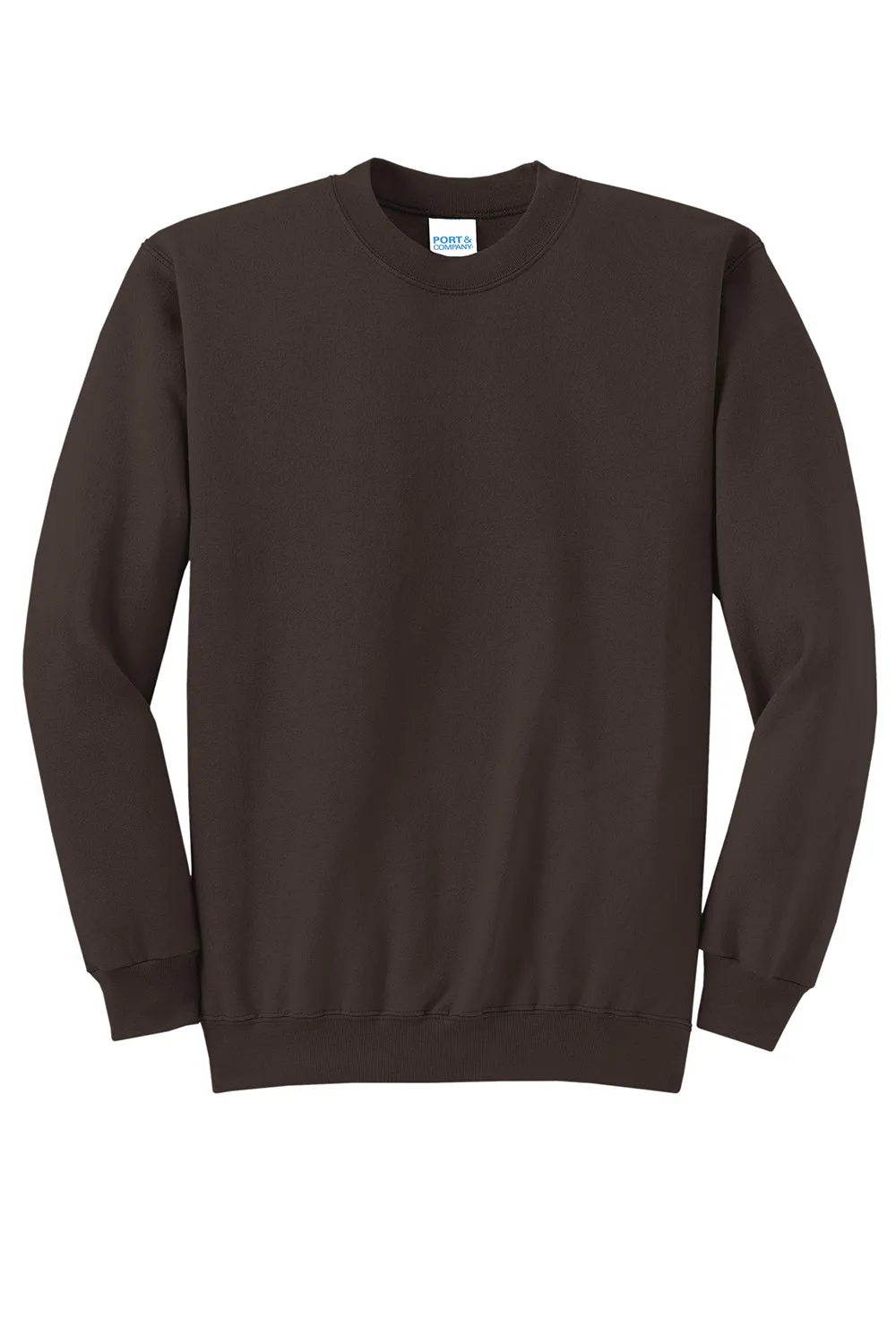 Port & Company Mens Core Pill Resistant Fleece Crewneck Sweatshirt - Dark Chocolate Brown