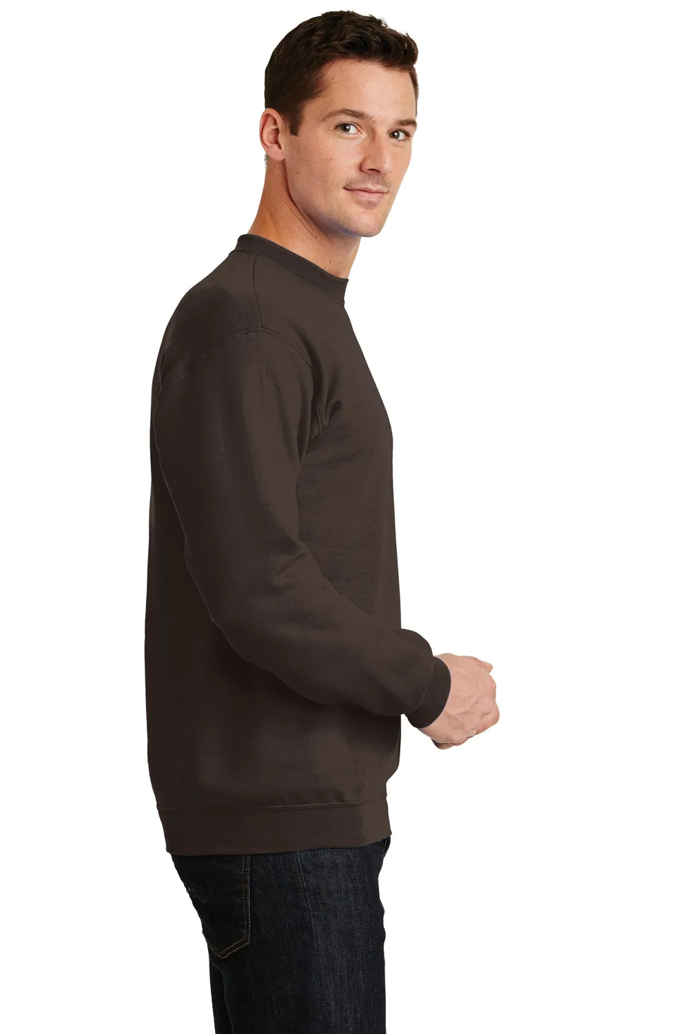 Port & Company Mens Core Pill Resistant Fleece Crewneck Sweatshirt - Dark Chocolate Brown