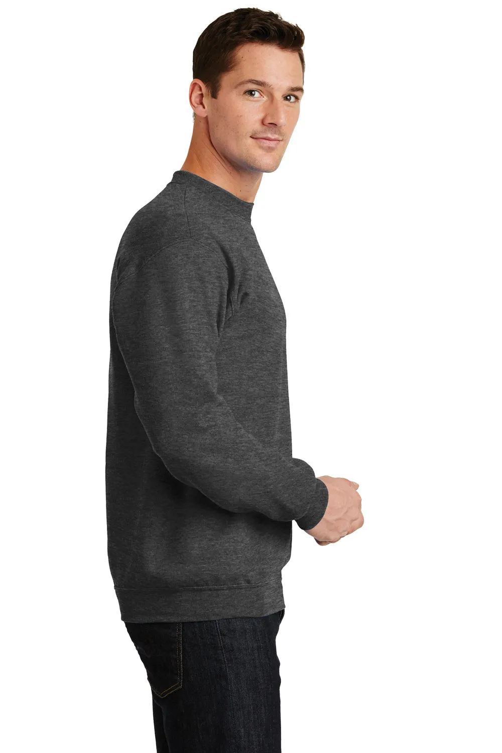 Port & Company Mens Core Pill Resistant Fleece Crewneck Sweatshirt - Heather Dark Grey