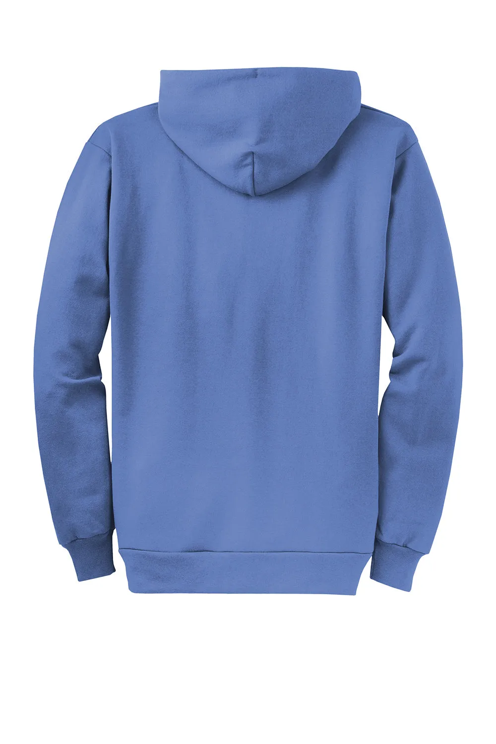 Port & Company Mens Core Pill Resistant Fleece Full Zip Hooded Sweatshirt Hoodie w/ Pockets - Carolina Blue