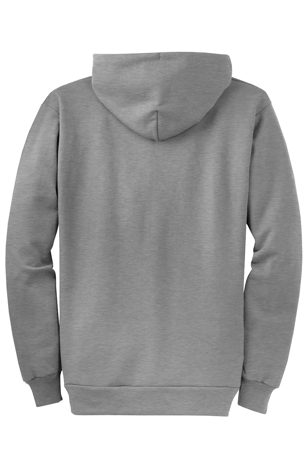 Port & Company Mens Core Pill Resistant Fleece Full Zip Hooded Sweatshirt Hoodie w/ Pockets - Heather Grey