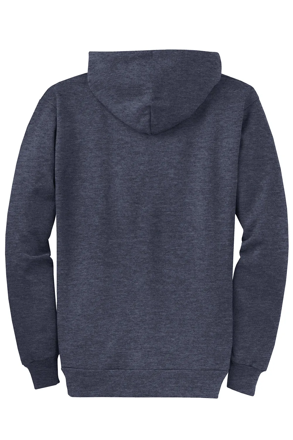 Port & Company Mens Core Pill Resistant Fleece Full Zip Hooded Sweatshirt Hoodie w/ Pockets - Heather Navy Blue