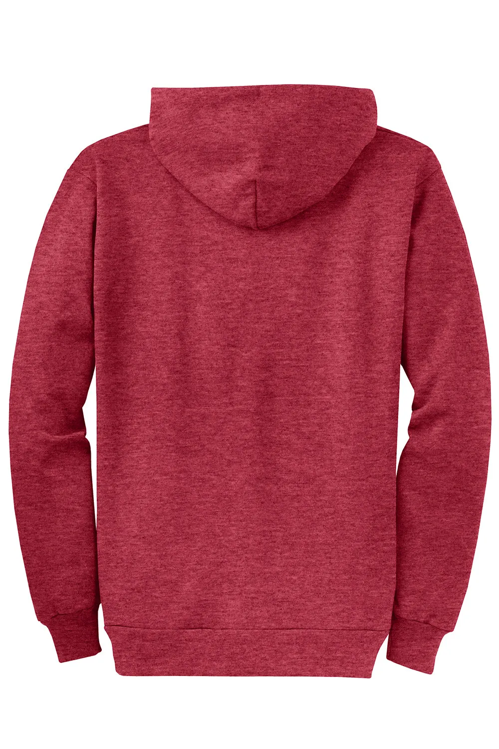 Port & Company Mens Core Pill Resistant Fleece Full Zip Hooded Sweatshirt Hoodie w/ Pockets - Heather Red