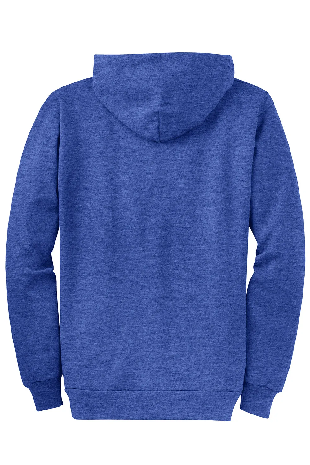 Port & Company Mens Core Pill Resistant Fleece Full Zip Hooded Sweatshirt Hoodie w/ Pockets - Heather Royal Blue