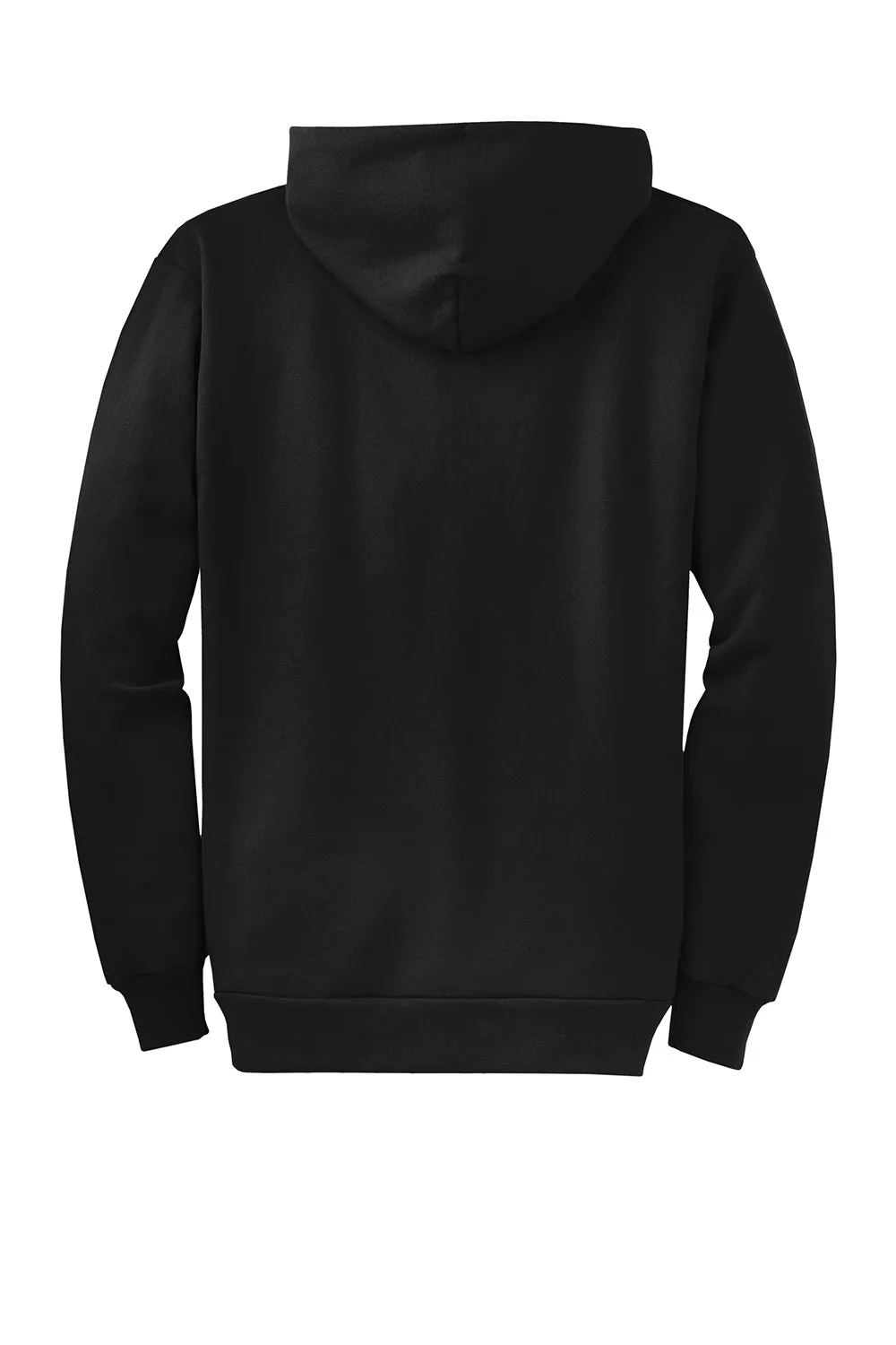 Port & Company Mens Core Pill Resistant Fleece Full Zip Hooded Sweatshirt Hoodie w/ Pockets - Jet Black