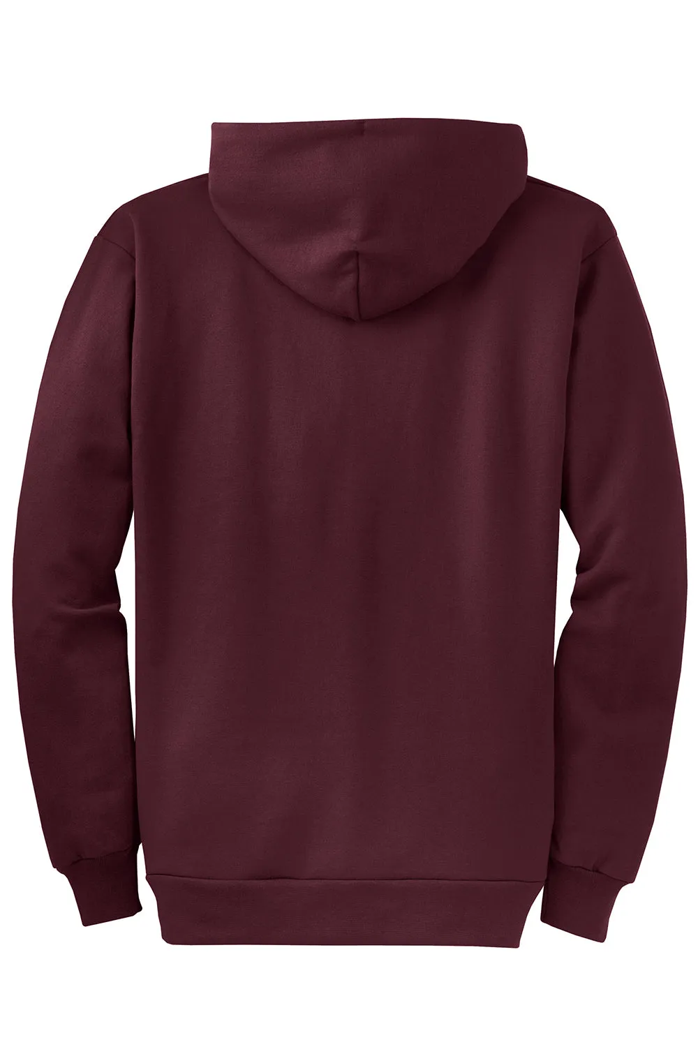 Port & Company Mens Core Pill Resistant Fleece Full Zip Hooded Sweatshirt Hoodie w/ Pockets - Maroon