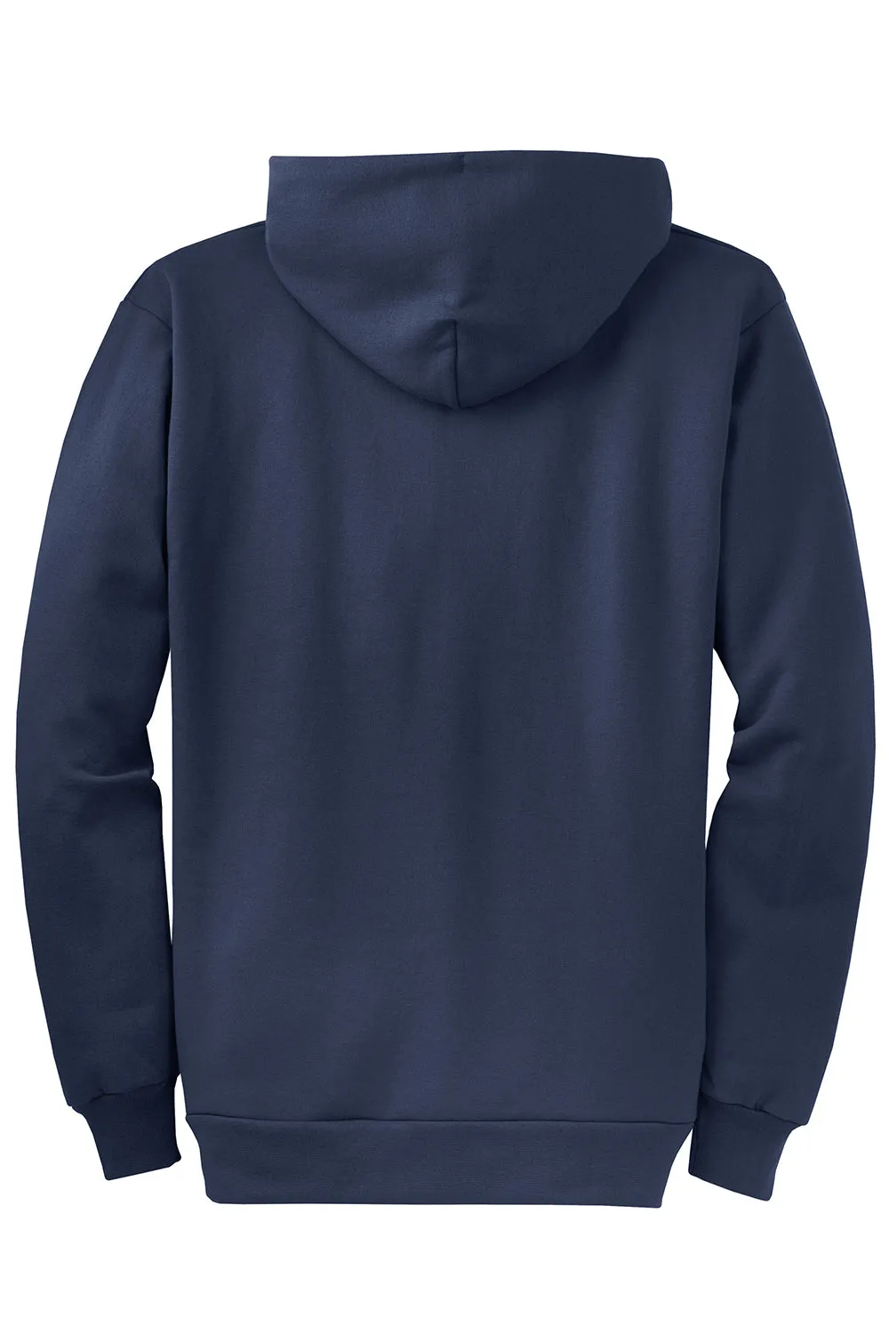 Port & Company Mens Core Pill Resistant Fleece Full Zip Hooded Sweatshirt Hoodie w/ Pockets - Navy Blue