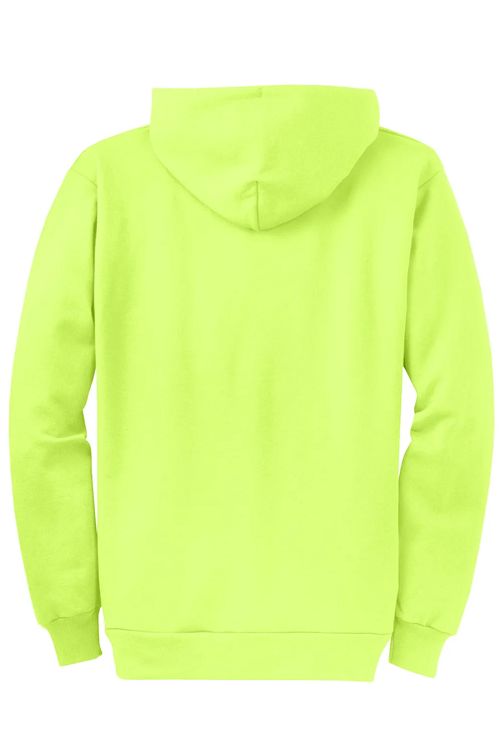 Port & Company Mens Core Pill Resistant Fleece Full Zip Hooded Sweatshirt Hoodie w/ Pockets - Neon Yellow