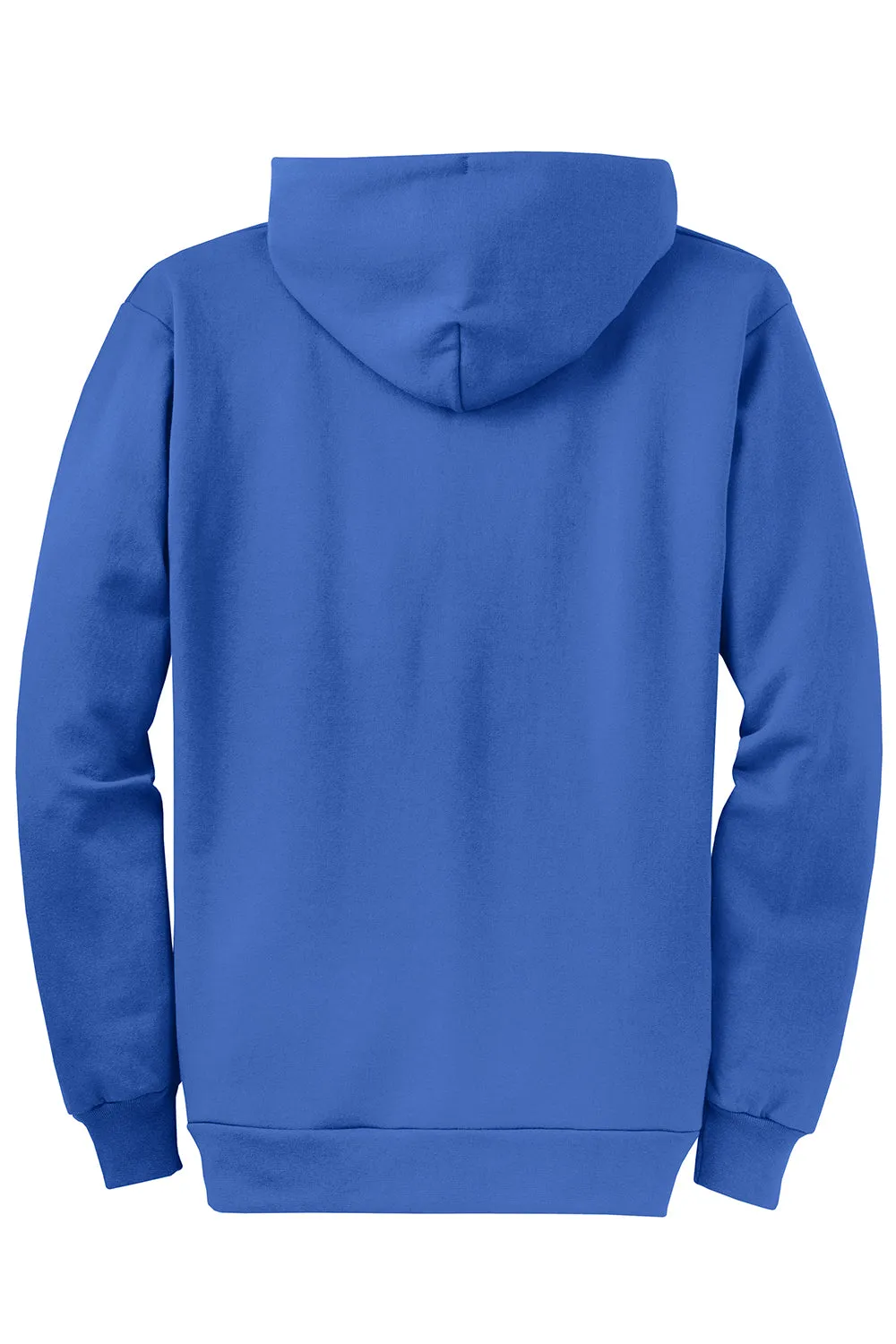 Port & Company Mens Core Pill Resistant Fleece Full Zip Hooded Sweatshirt Hoodie w/ Pockets - Royal Blue