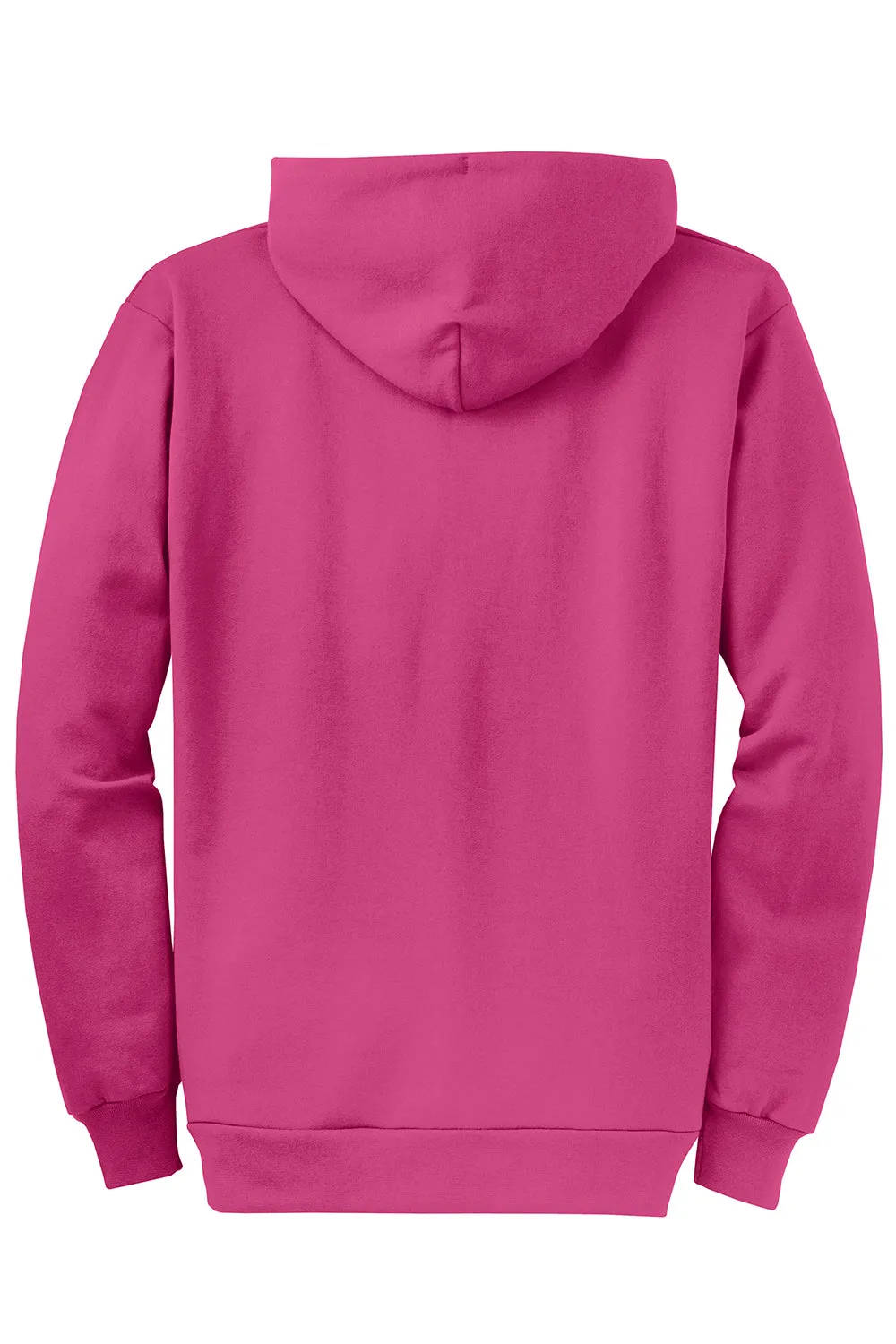 Port & Company Mens Core Pill Resistant Fleece Full Zip Hooded Sweatshirt Hoodie w/ Pockets - Sangria Pink