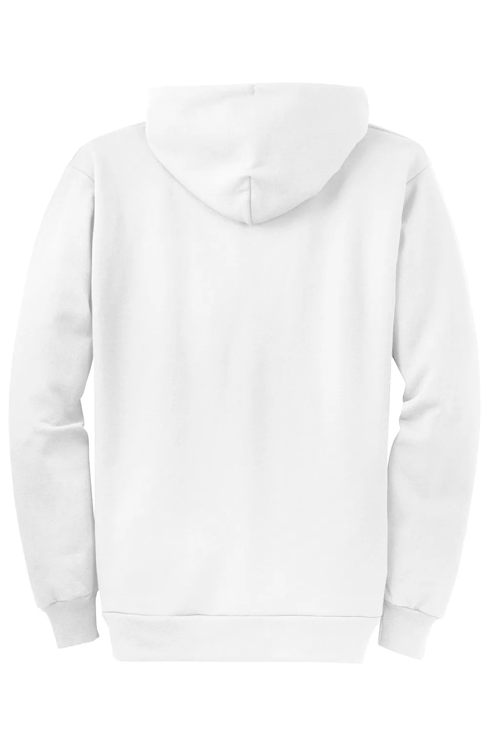 Port & Company Mens Core Pill Resistant Fleece Full Zip Hooded Sweatshirt Hoodie w/ Pockets - White
