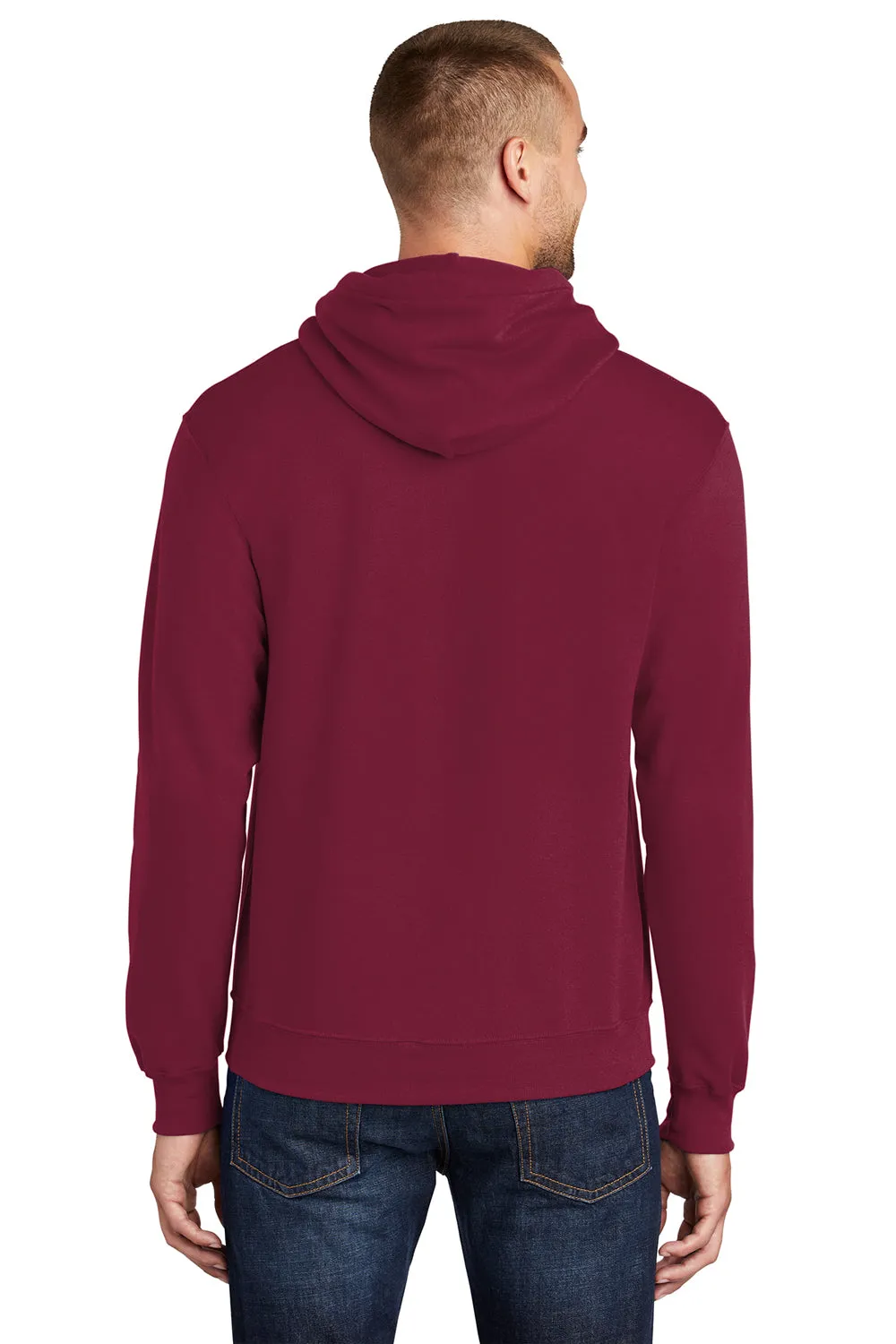 Port & Company Mens Core Pill Resistant Fleece Hooded Sweatshirt Hoodie w/ Pouch Pocket - Cardinal Red