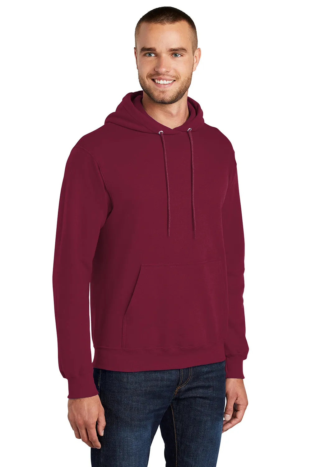 Port & Company Mens Core Pill Resistant Fleece Hooded Sweatshirt Hoodie w/ Pouch Pocket - Cardinal Red