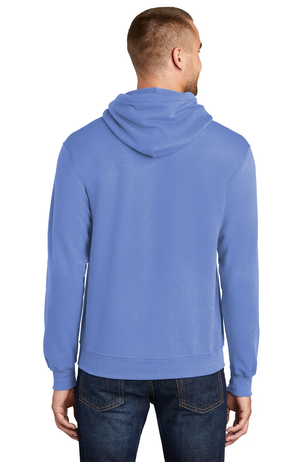 Port & Company Mens Core Pill Resistant Fleece Hooded Sweatshirt Hoodie w/ Pouch Pocket - Carolina Blue