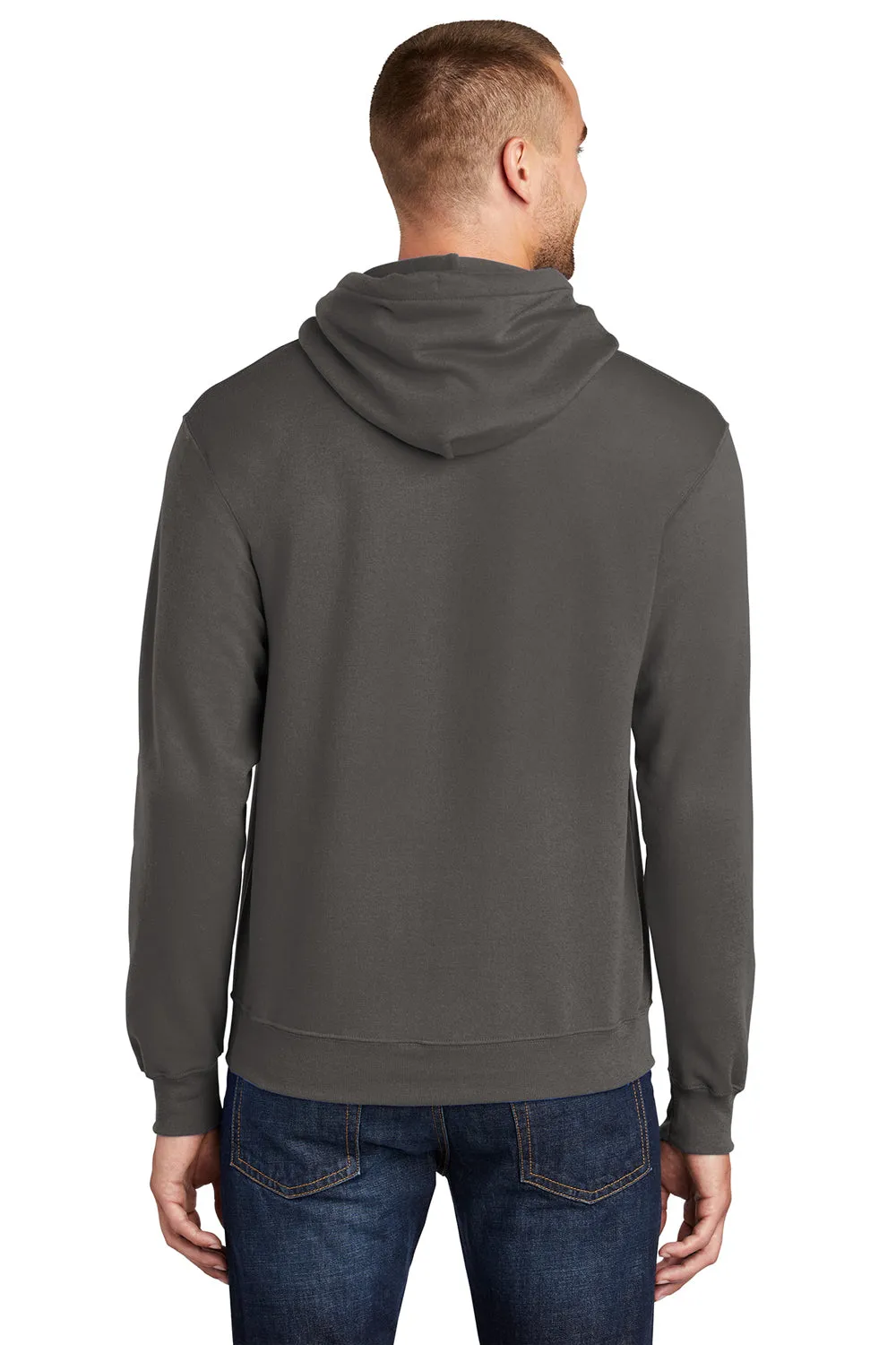 Port & Company Mens Core Pill Resistant Fleece Hooded Sweatshirt Hoodie w/ Pouch Pocket - Charcoal Grey