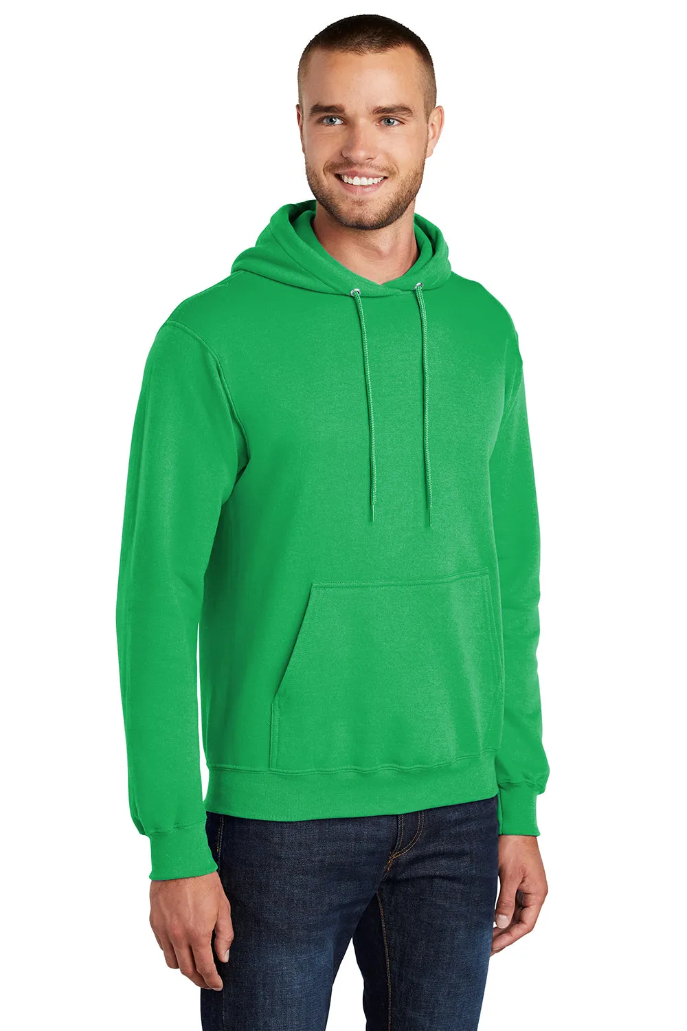 Port & Company Mens Core Pill Resistant Fleece Hooded Sweatshirt Hoodie w/ Pouch Pocket - Clover Green