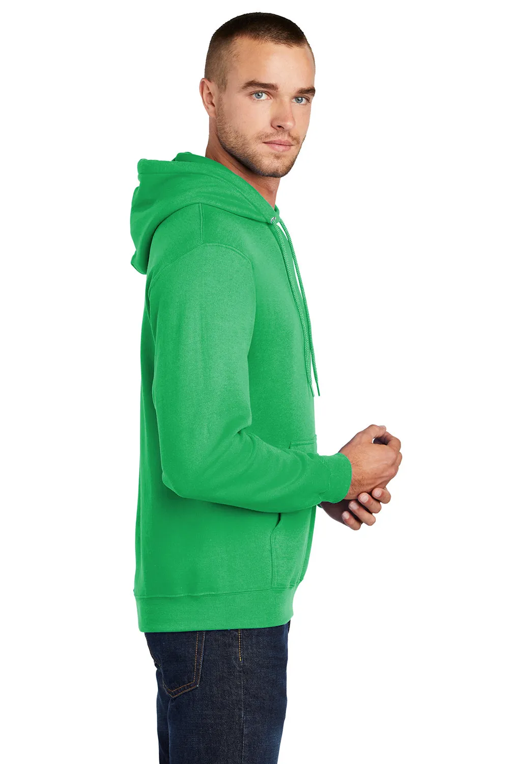 Port & Company Mens Core Pill Resistant Fleece Hooded Sweatshirt Hoodie w/ Pouch Pocket - Clover Green