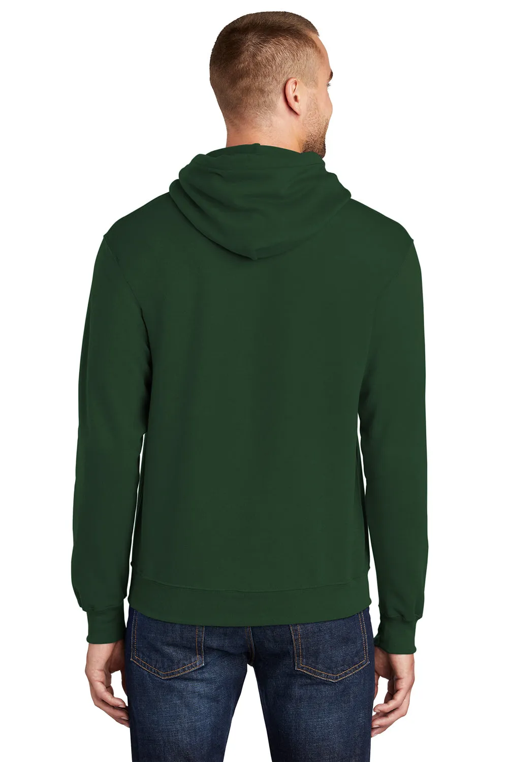 Port & Company Mens Core Pill Resistant Fleece Hooded Sweatshirt Hoodie w/ Pouch Pocket - Dark Green