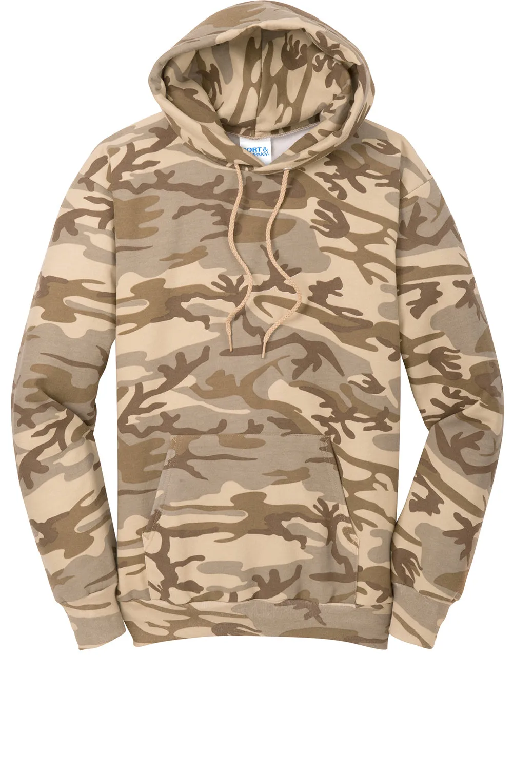 Port & Company Mens Core Pill Resistant Fleece Hooded Sweatshirt Hoodie w/ Pouch Pocket - Desert Camo