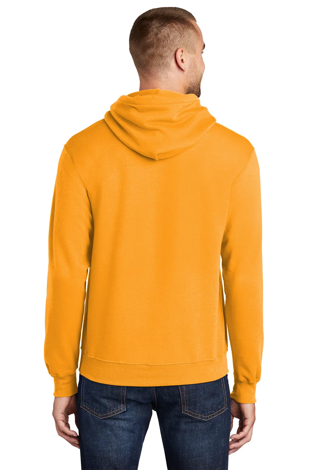 Port & Company Mens Core Pill Resistant Fleece Hooded Sweatshirt Hoodie w/ Pouch Pocket - Gold