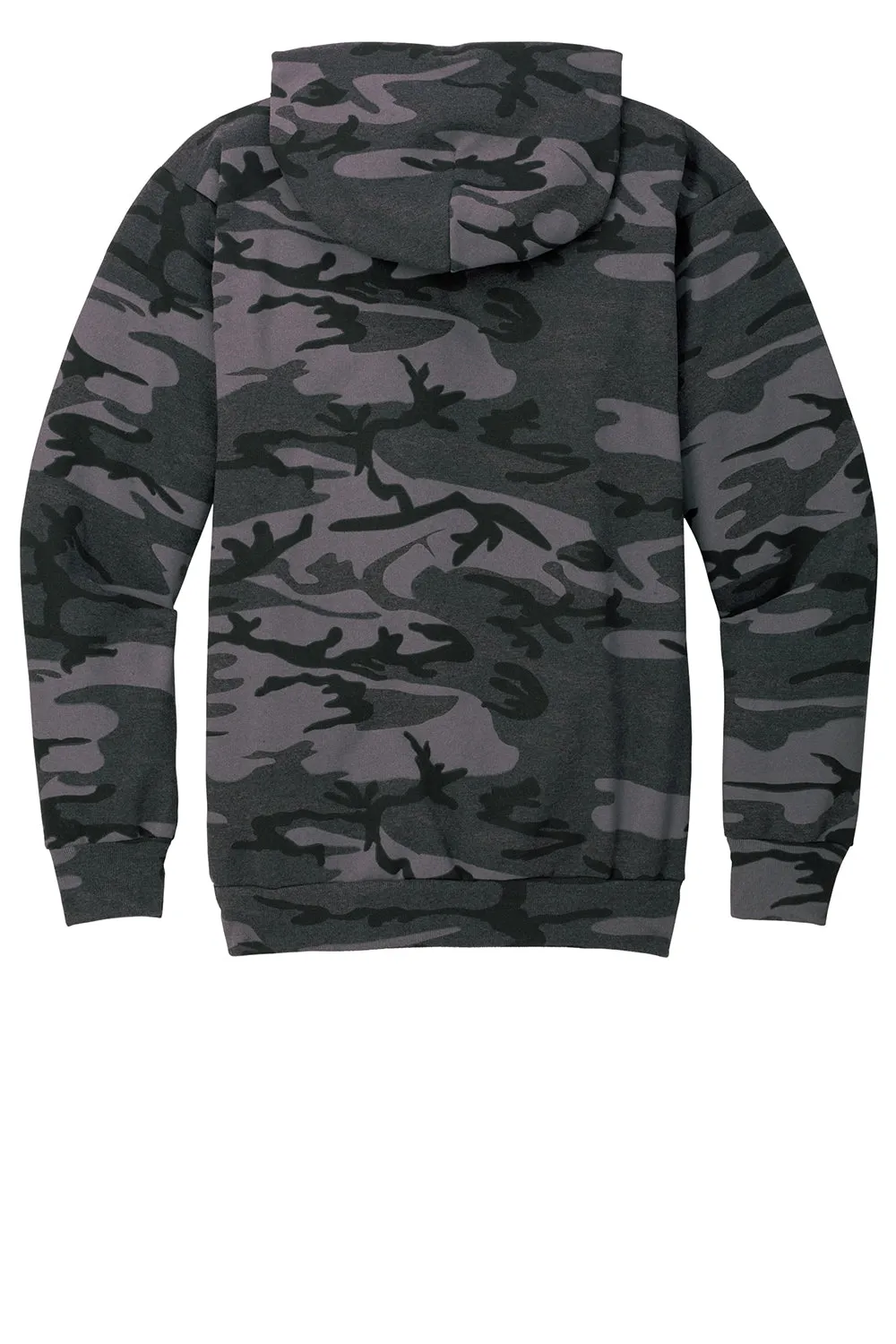 Port & Company Mens Core Pill Resistant Fleece Hooded Sweatshirt Hoodie w/ Pouch Pocket - Heather Black Camo