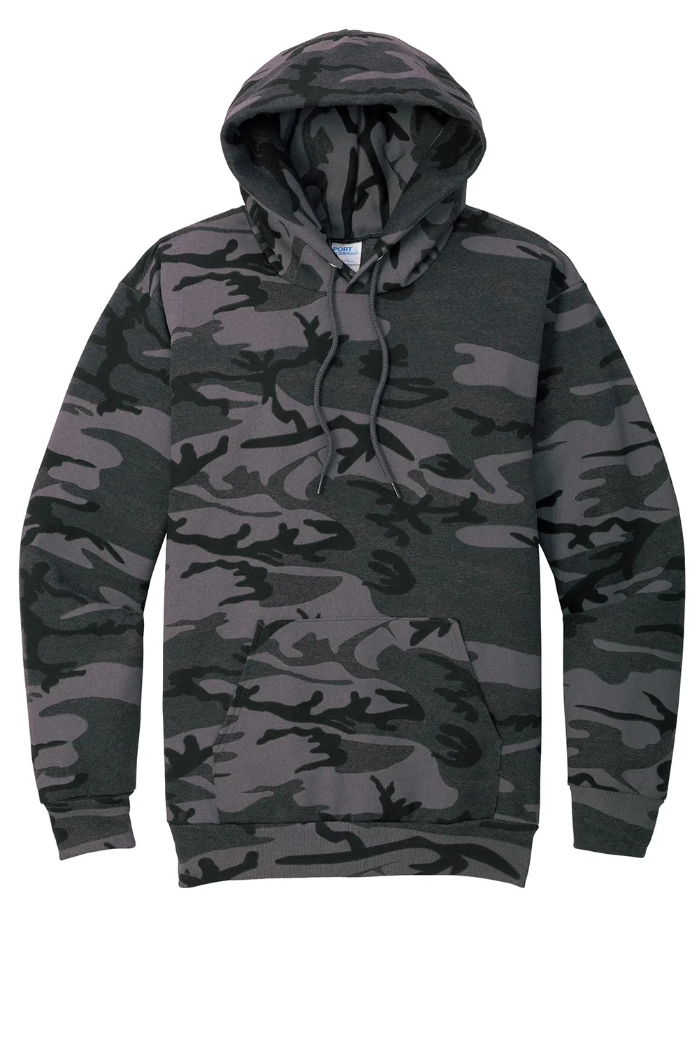Port & Company Mens Core Pill Resistant Fleece Hooded Sweatshirt Hoodie w/ Pouch Pocket - Heather Black Camo