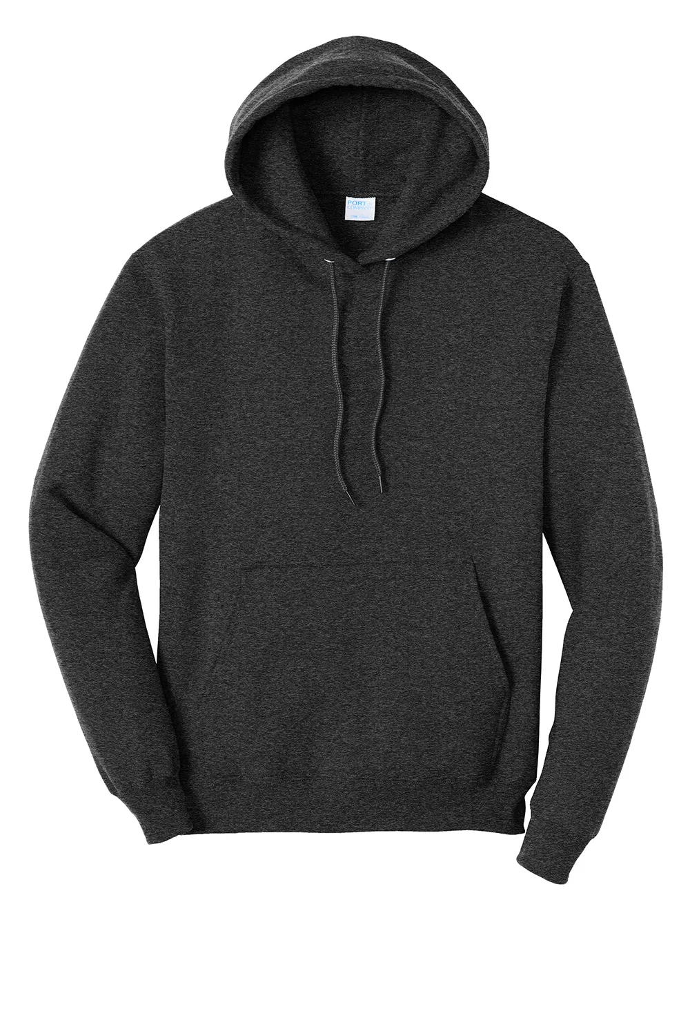 Port & Company Mens Core Pill Resistant Fleece Hooded Sweatshirt Hoodie w/ Pouch Pocket - Heather Black
