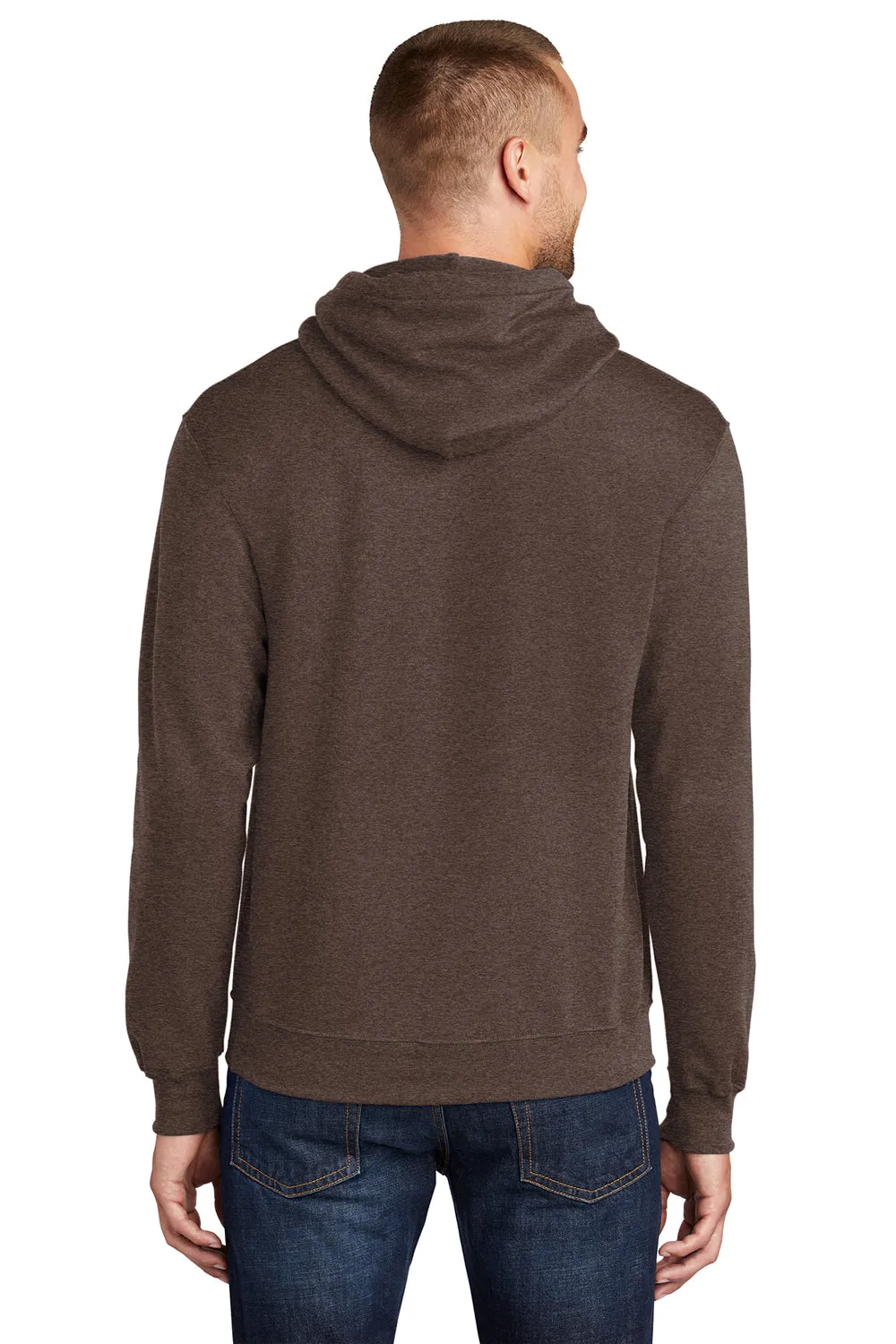 Port & Company Mens Core Pill Resistant Fleece Hooded Sweatshirt Hoodie w/ Pouch Pocket - Heather Dark Chocolate Brown