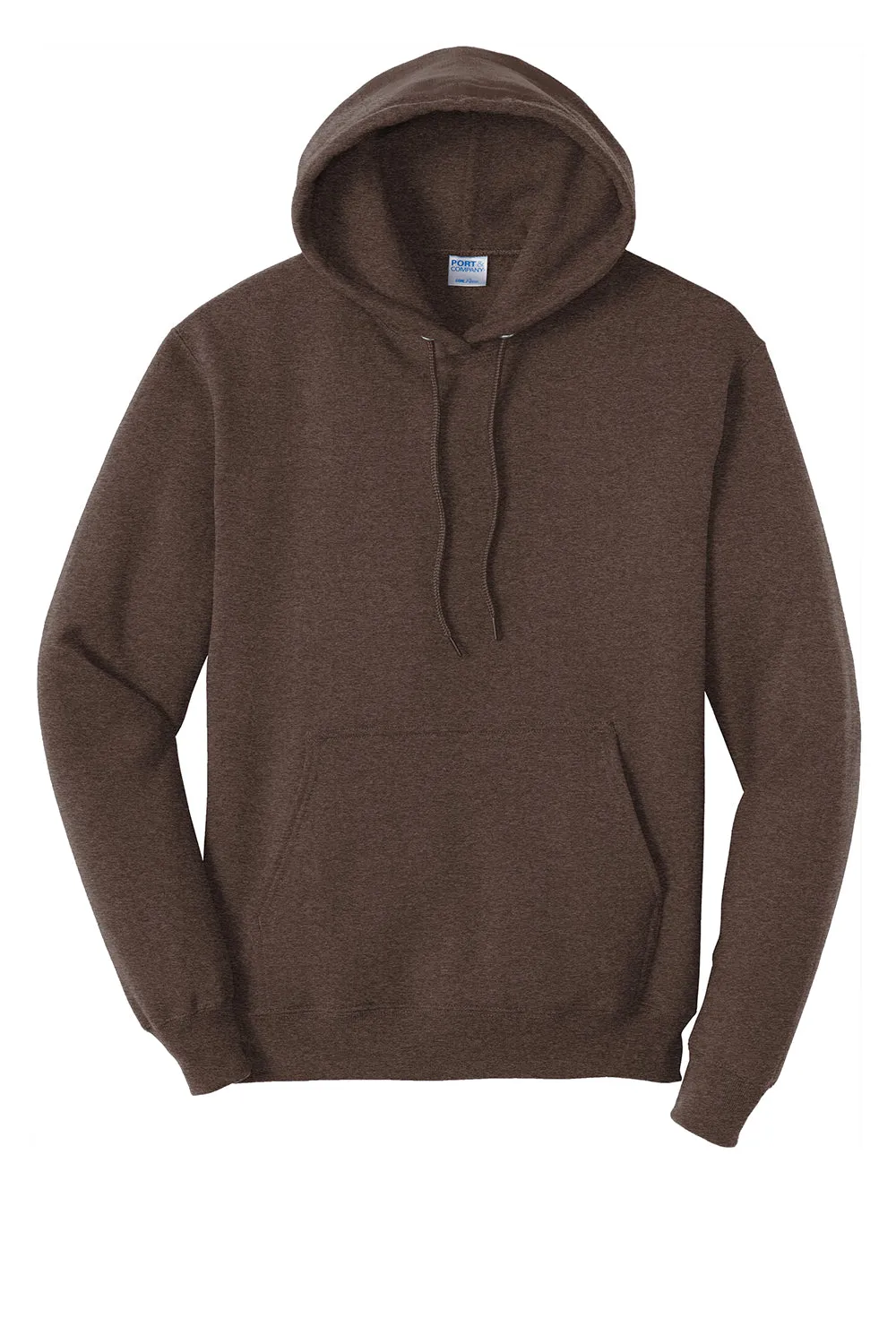 Port & Company Mens Core Pill Resistant Fleece Hooded Sweatshirt Hoodie w/ Pouch Pocket - Heather Dark Chocolate Brown