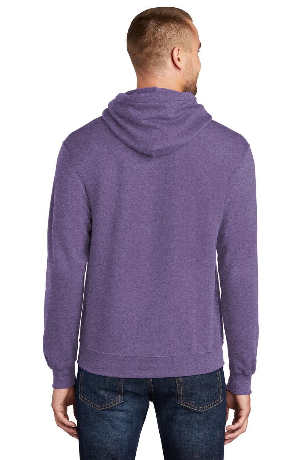 Port & Company Mens Core Pill Resistant Fleece Hooded Sweatshirt Hoodie w/ Pouch Pocket - Heather Purple