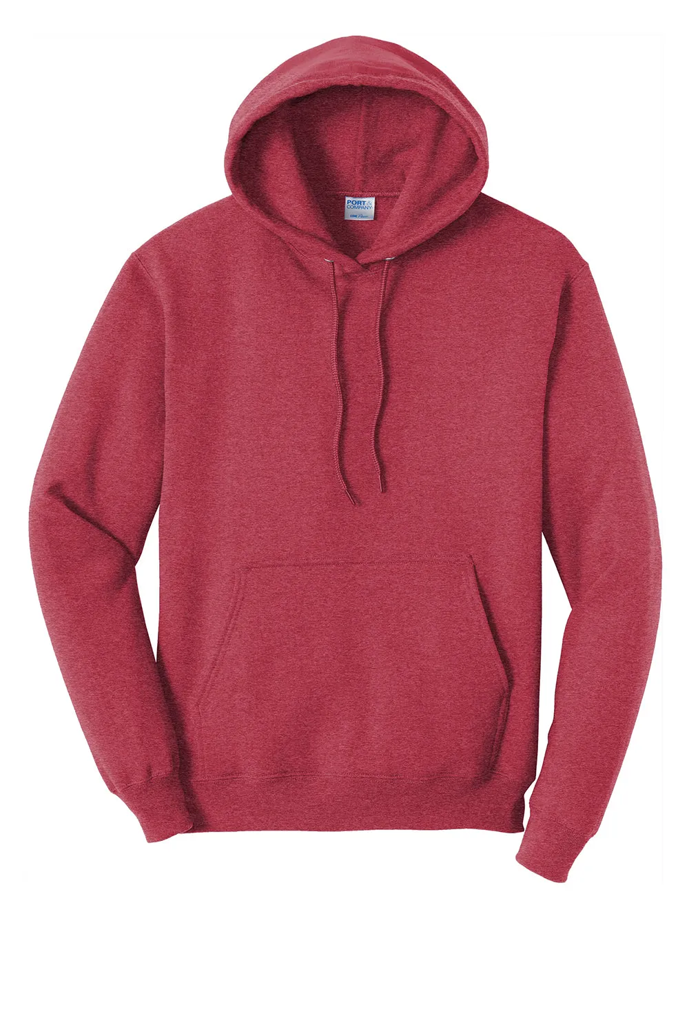 Port & Company Mens Core Pill Resistant Fleece Hooded Sweatshirt Hoodie w/ Pouch Pocket - Heather Red