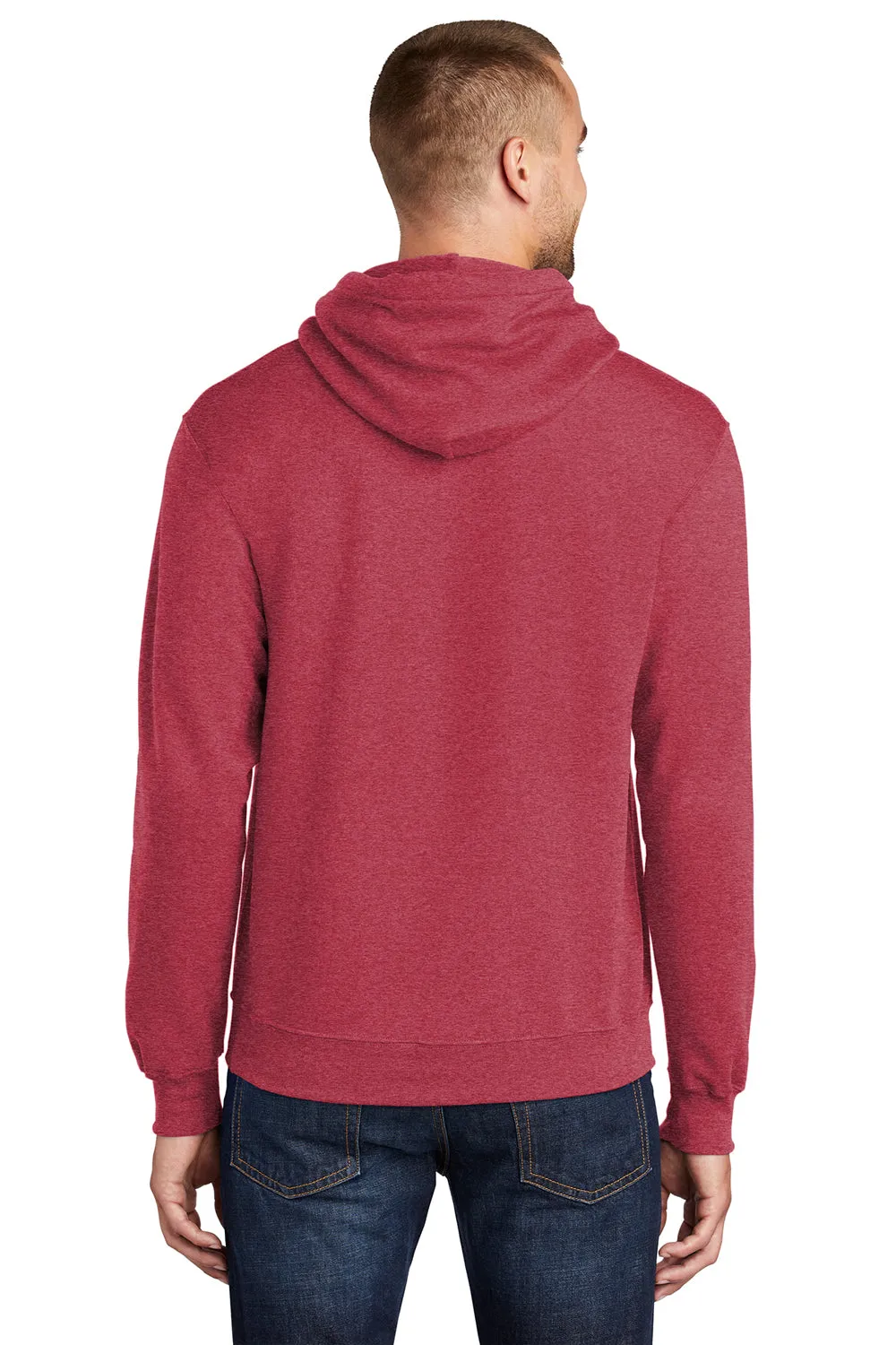 Port & Company Mens Core Pill Resistant Fleece Hooded Sweatshirt Hoodie w/ Pouch Pocket - Heather Red
