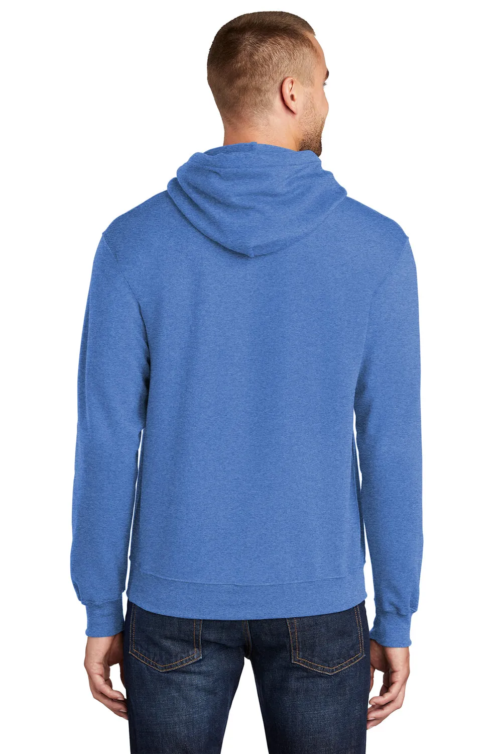 Port & Company Mens Core Pill Resistant Fleece Hooded Sweatshirt Hoodie w/ Pouch Pocket - Heather Royal Blue