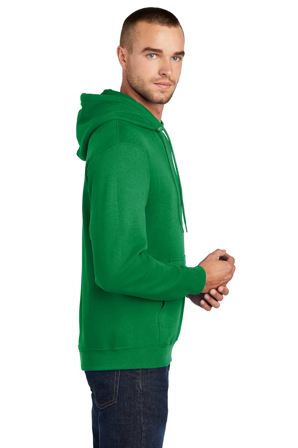 Port & Company Mens Core Pill Resistant Fleece Hooded Sweatshirt Hoodie w/ Pouch Pocket - Kelly Green