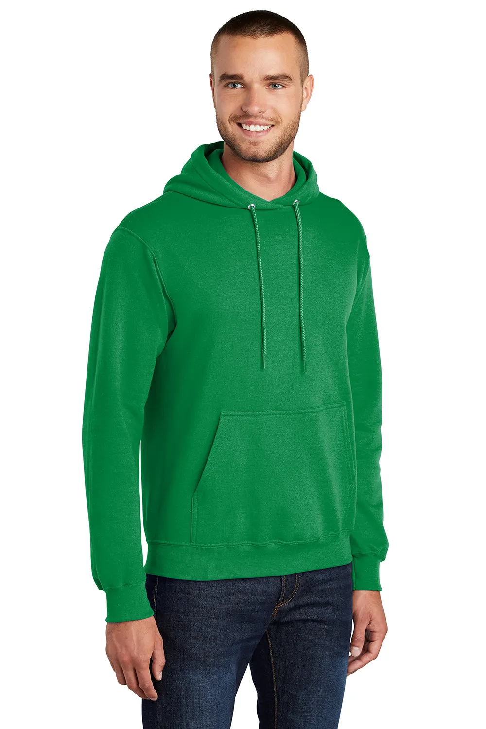 Port & Company Mens Core Pill Resistant Fleece Hooded Sweatshirt Hoodie w/ Pouch Pocket - Kelly Green