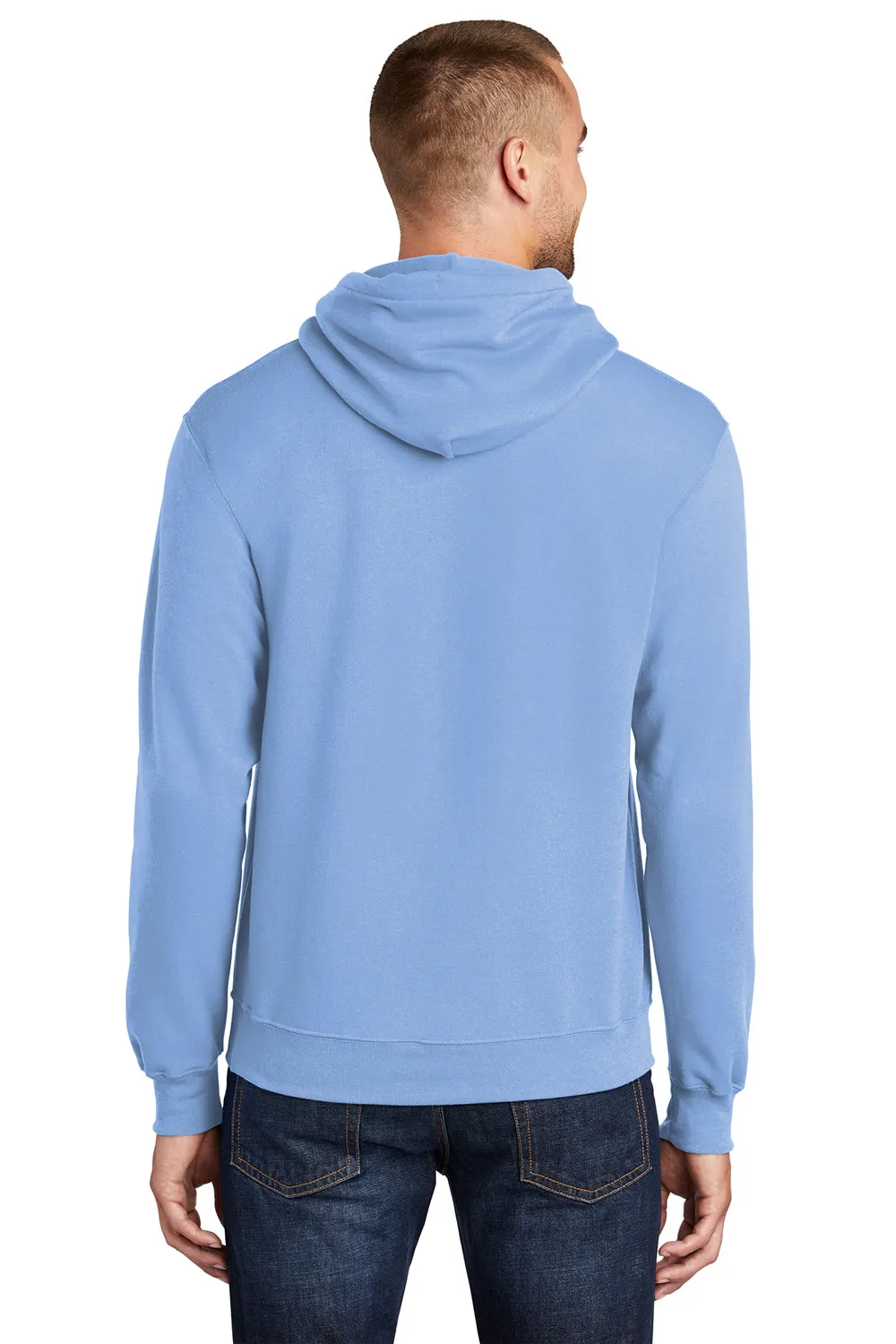 Port & Company Mens Core Pill Resistant Fleece Hooded Sweatshirt Hoodie w/ Pouch Pocket - Light Blue