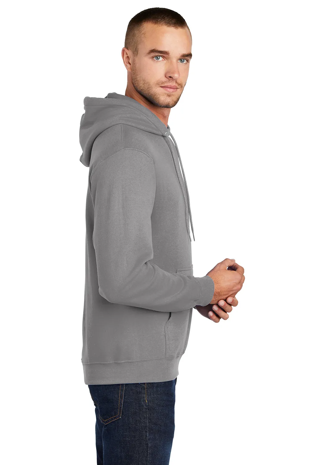 Port & Company Mens Core Pill Resistant Fleece Hooded Sweatshirt Hoodie w/ Pouch Pocket - Medium Grey