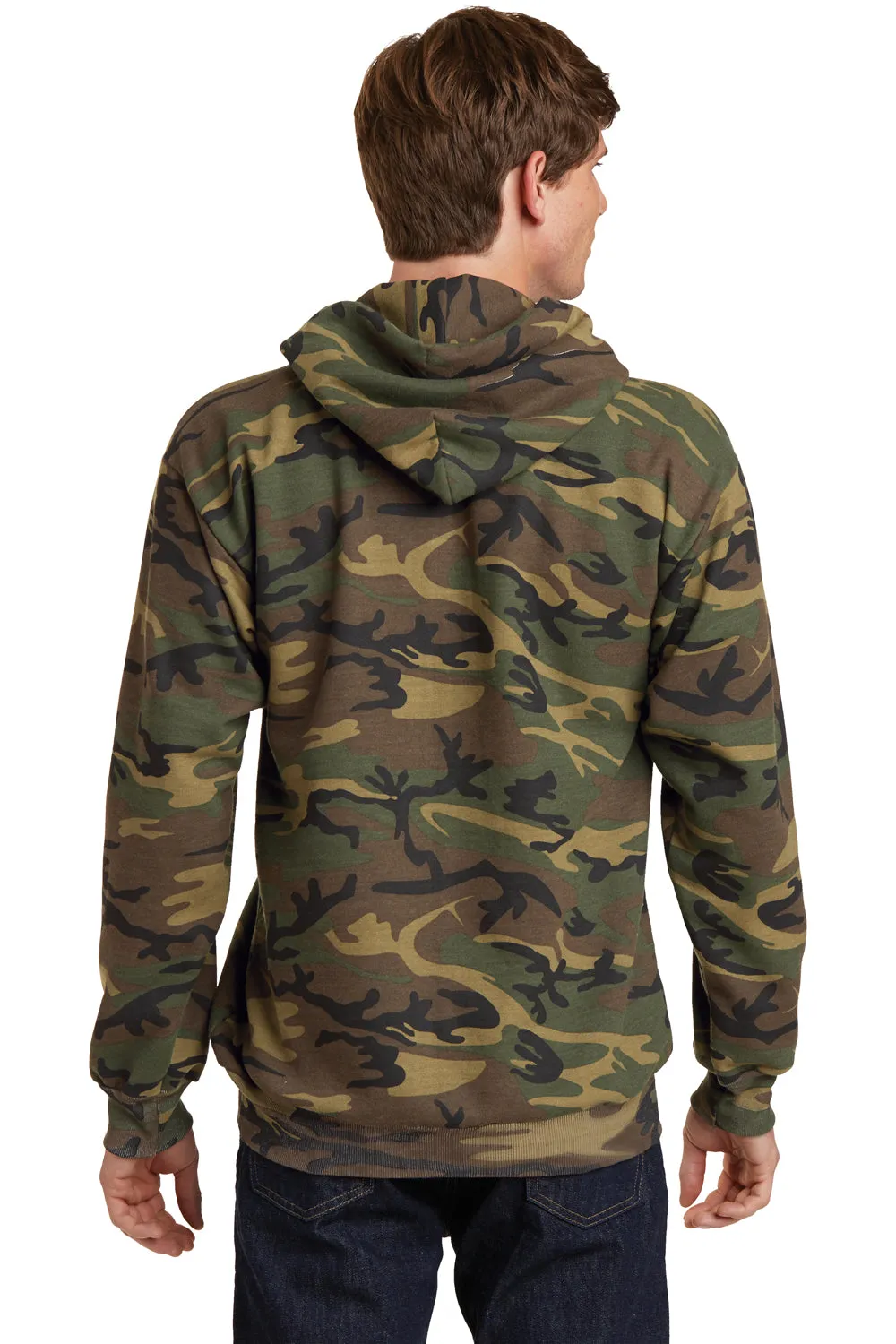 Port & Company Mens Core Pill Resistant Fleece Hooded Sweatshirt Hoodie w/ Pouch Pocket - Military Camo