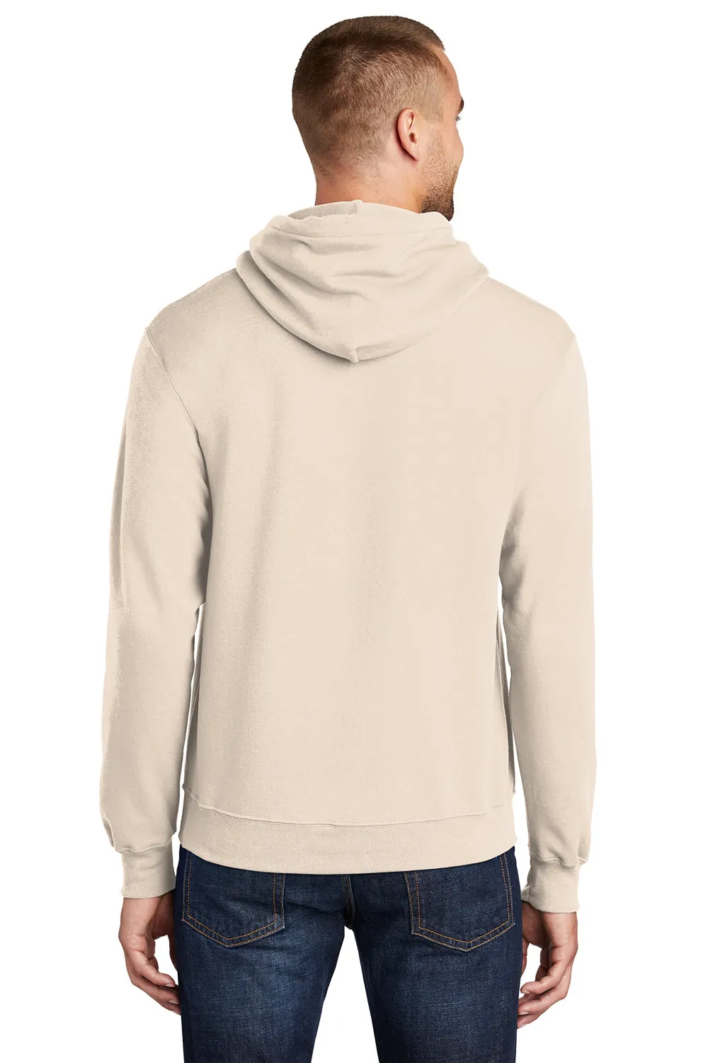Port & Company Mens Core Pill Resistant Fleece Hooded Sweatshirt Hoodie w/ Pouch Pocket - Natural