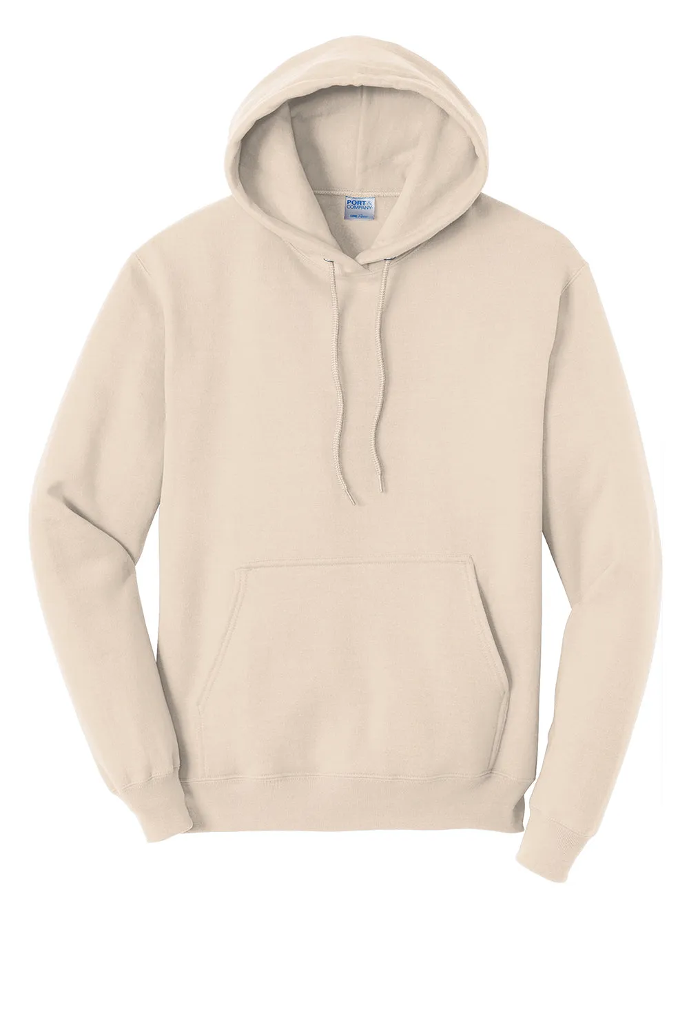Port & Company Mens Core Pill Resistant Fleece Hooded Sweatshirt Hoodie w/ Pouch Pocket - Natural