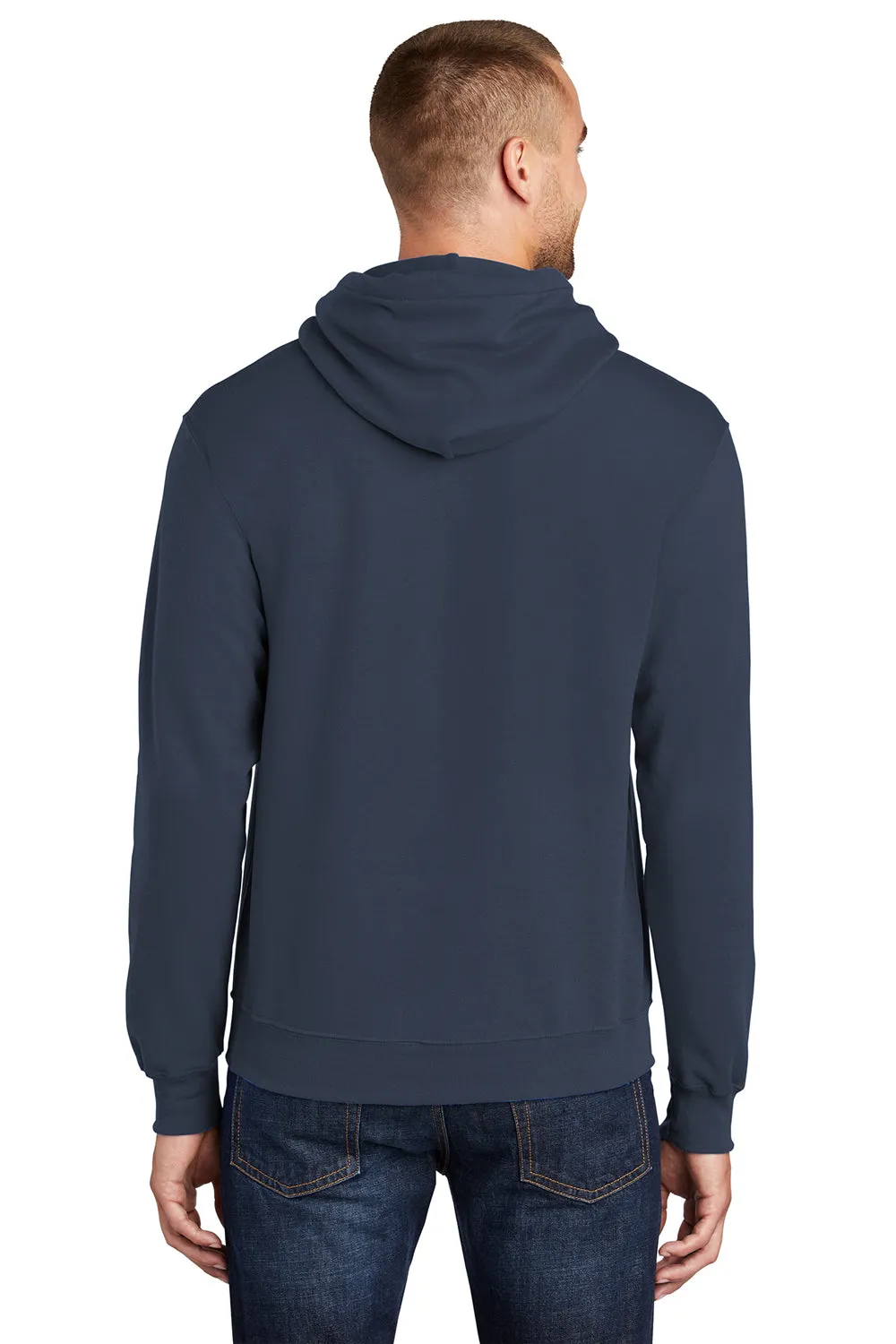 Port & Company Mens Core Pill Resistant Fleece Hooded Sweatshirt Hoodie w/ Pouch Pocket - Navy Blue